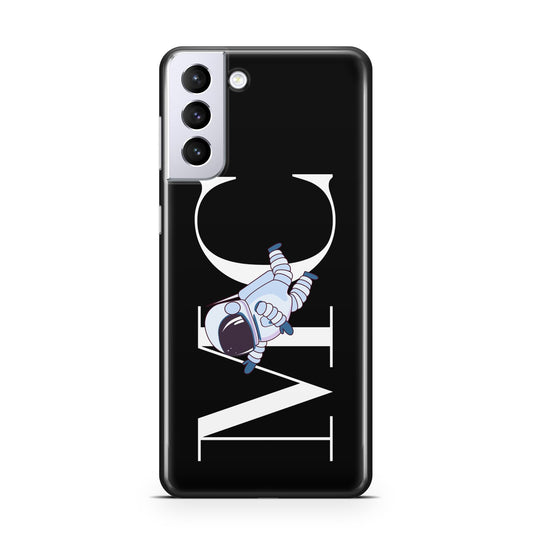 Simple Personalised Astronaut with Initials Samsung S21 Plus Phone Case