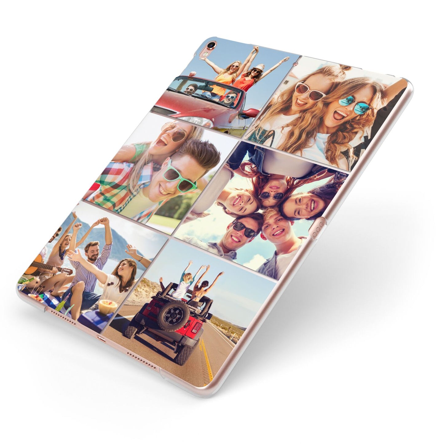 Six Photo Apple iPad Case on Rose Gold iPad Side View