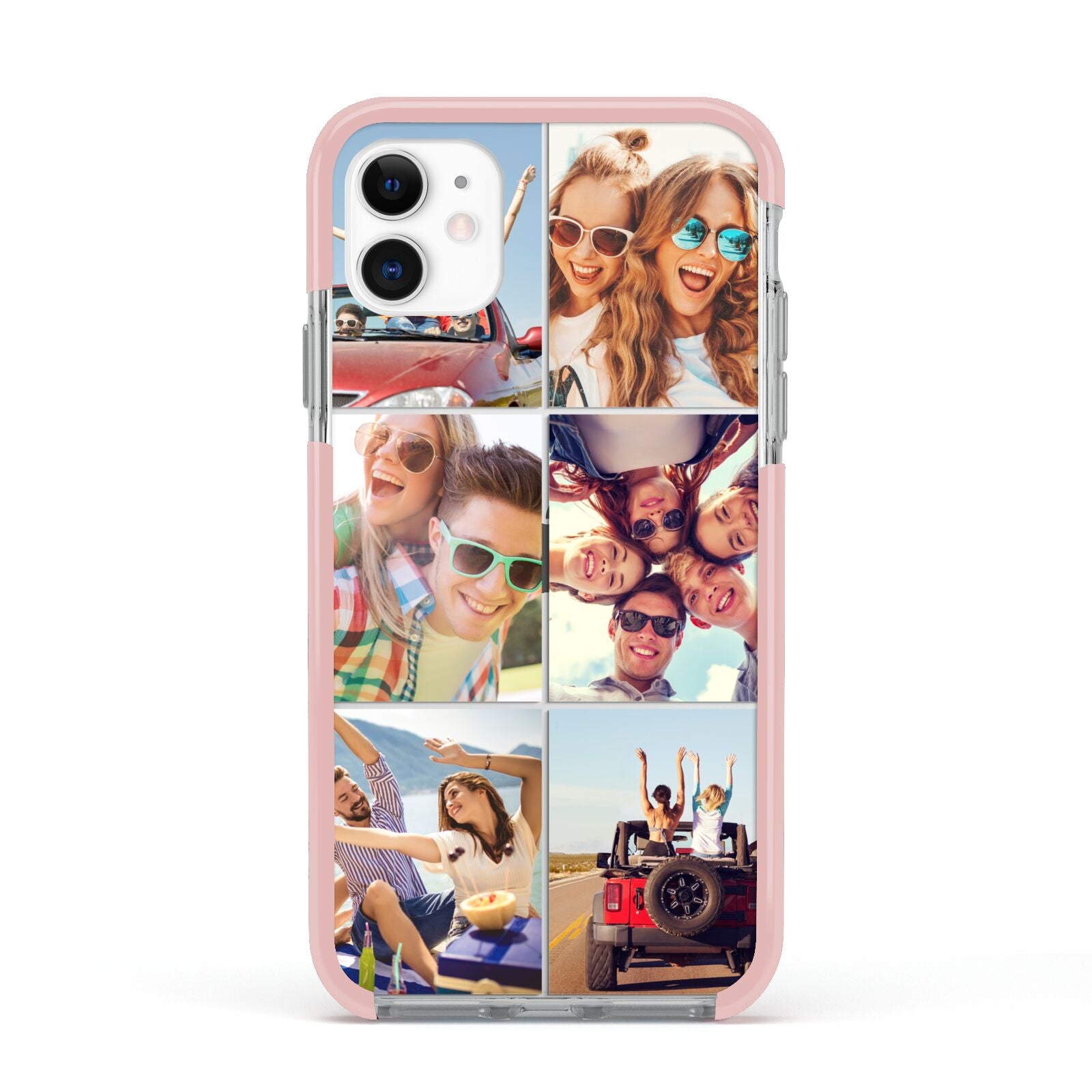 Six Photo Apple iPhone 11 in White with Pink Impact Case