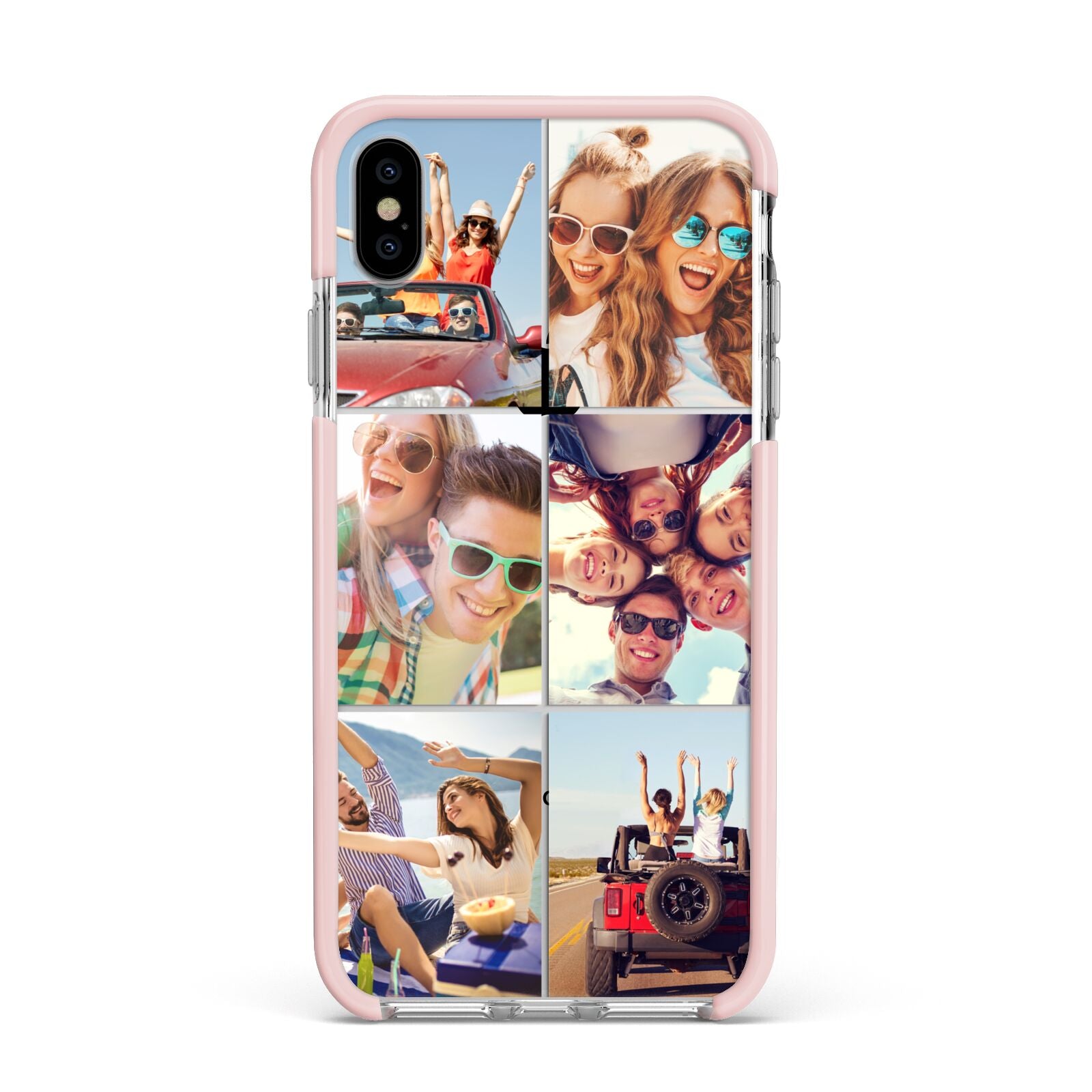 Six Photo Apple iPhone Xs Max Impact Case Pink Edge on Silver Phone