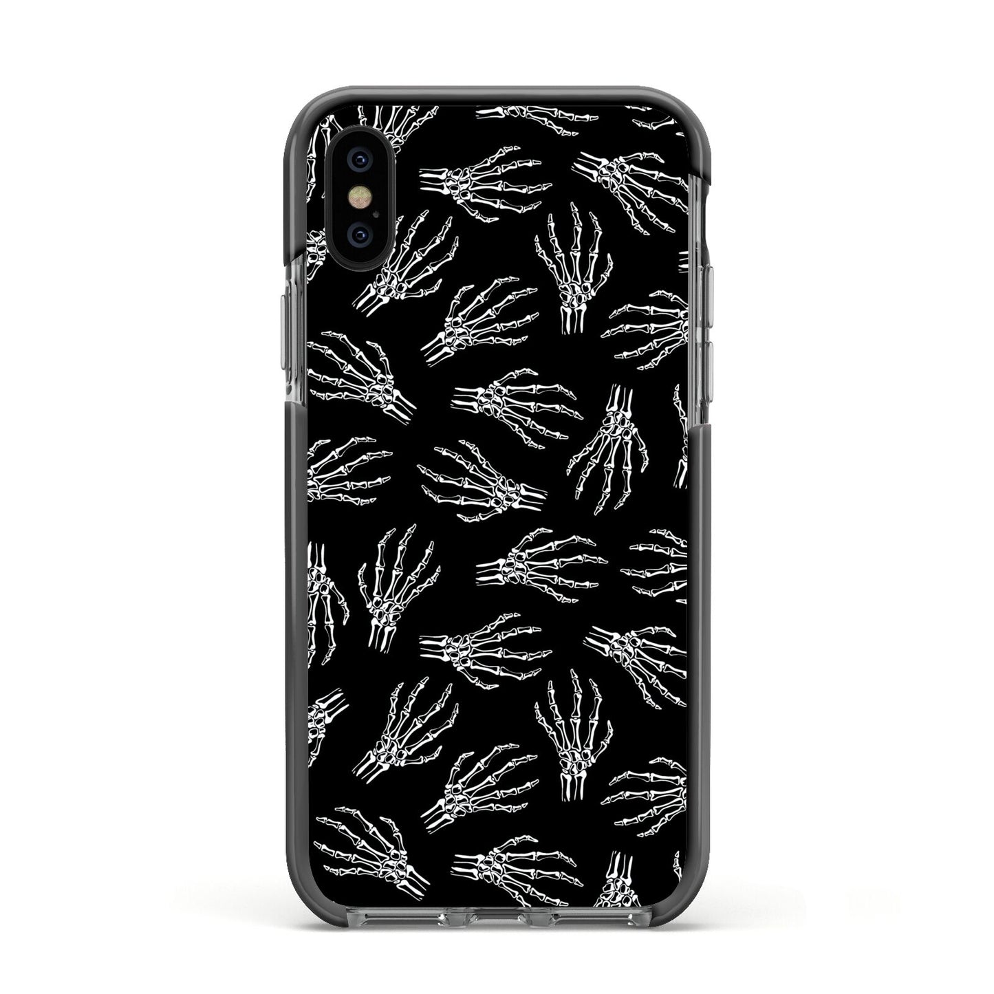 Skeleton Hands Apple iPhone Xs Impact Case Black Edge on Black Phone