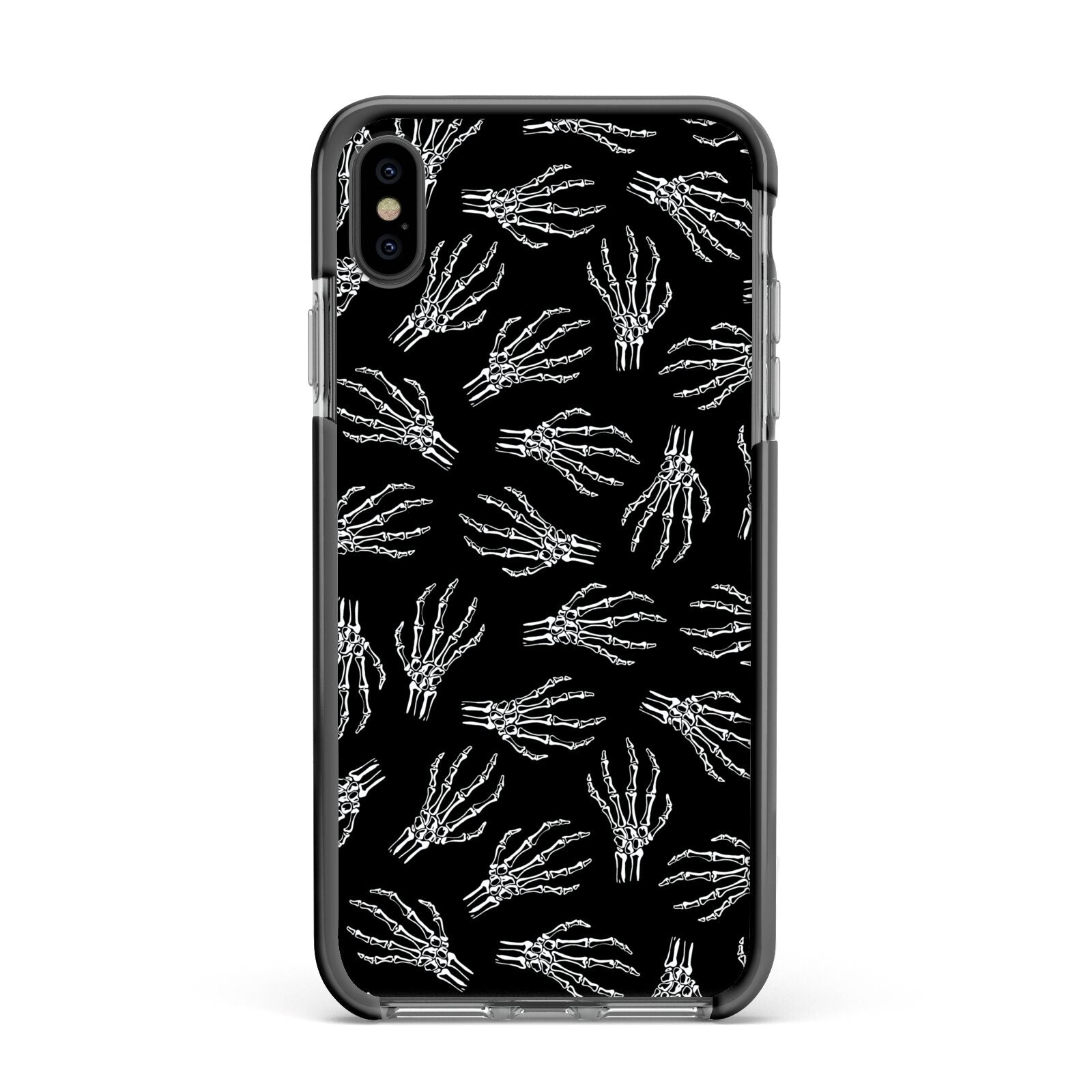 Skeleton Hands Apple iPhone Xs Max Impact Case Black Edge on Black Phone