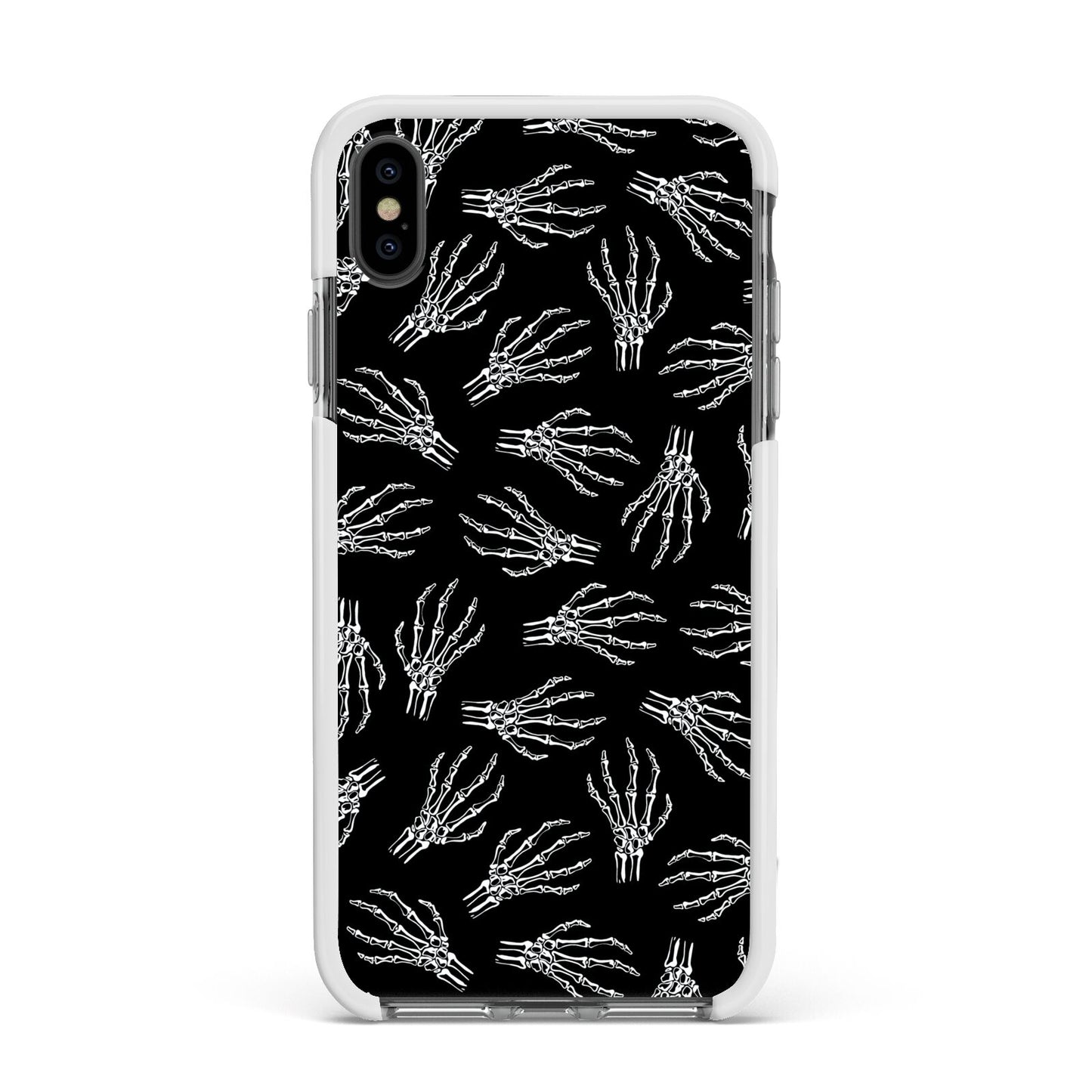 Skeleton Hands Apple iPhone Xs Max Impact Case White Edge on Black Phone