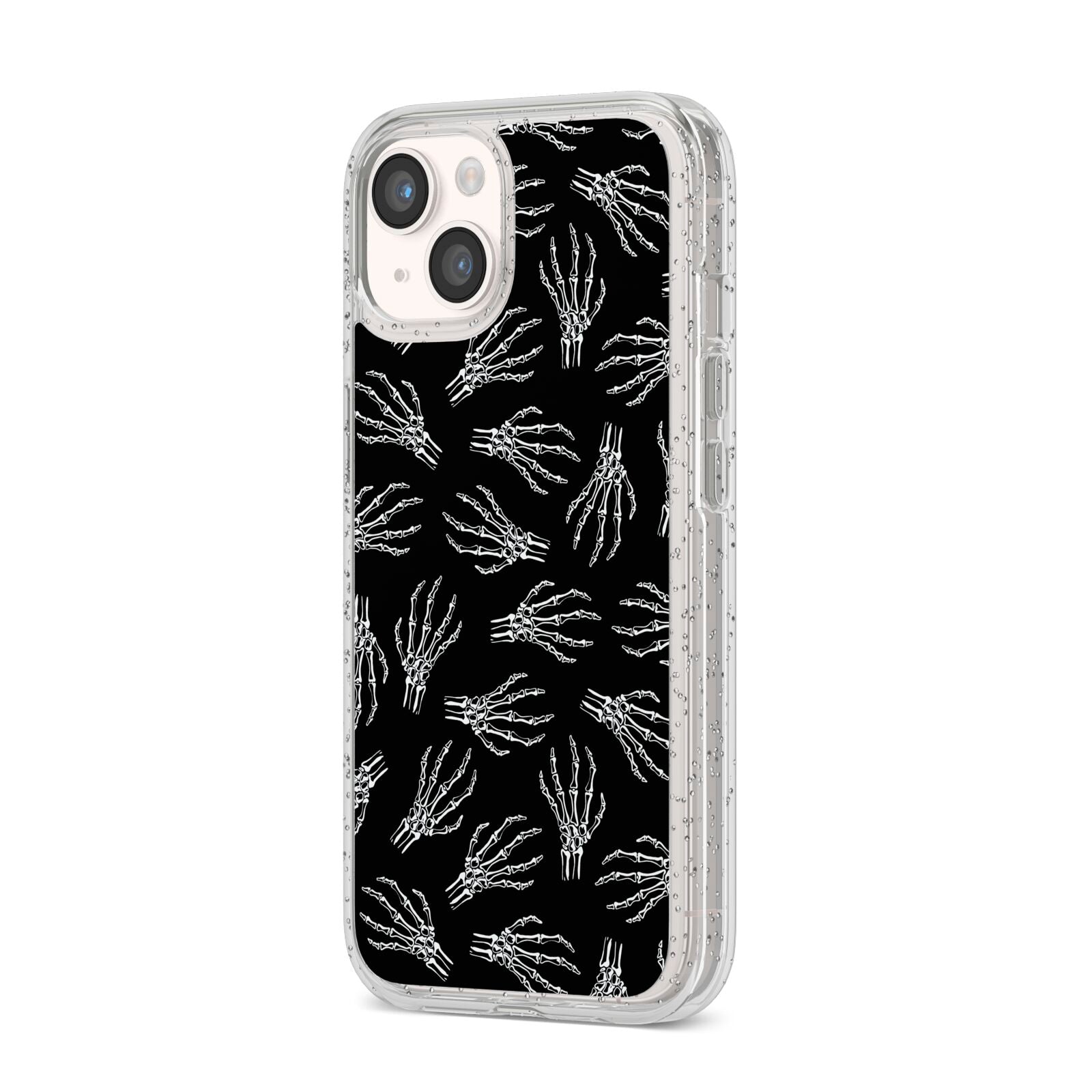 Skeleton Hands iPhone 14 Glitter Tough Case Starlight Angled Image