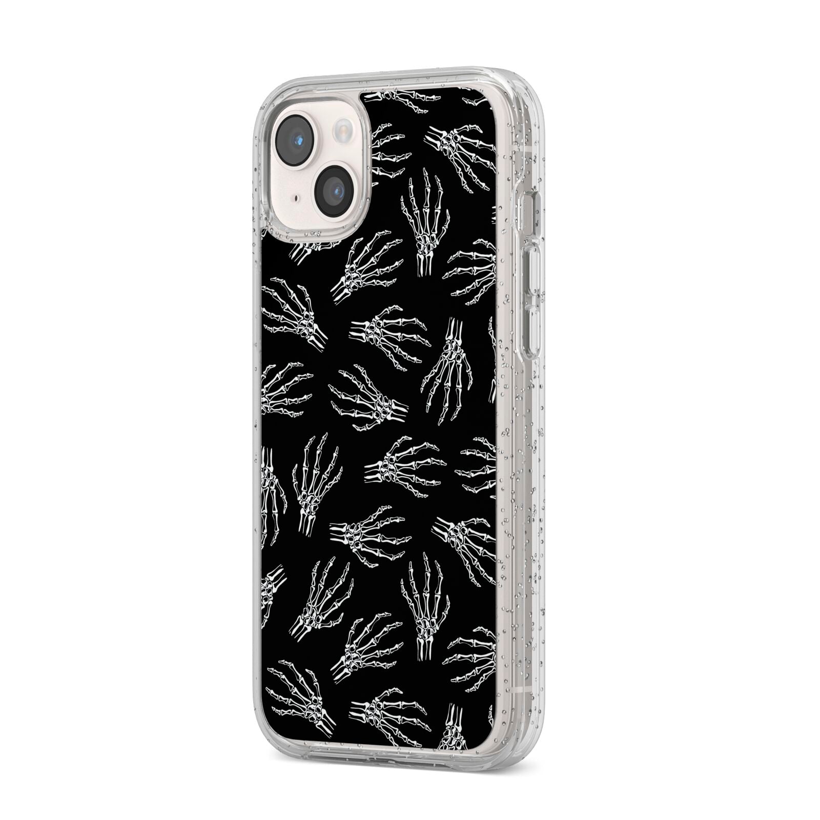 Skeleton Hands iPhone 14 Plus Glitter Tough Case Starlight Angled Image