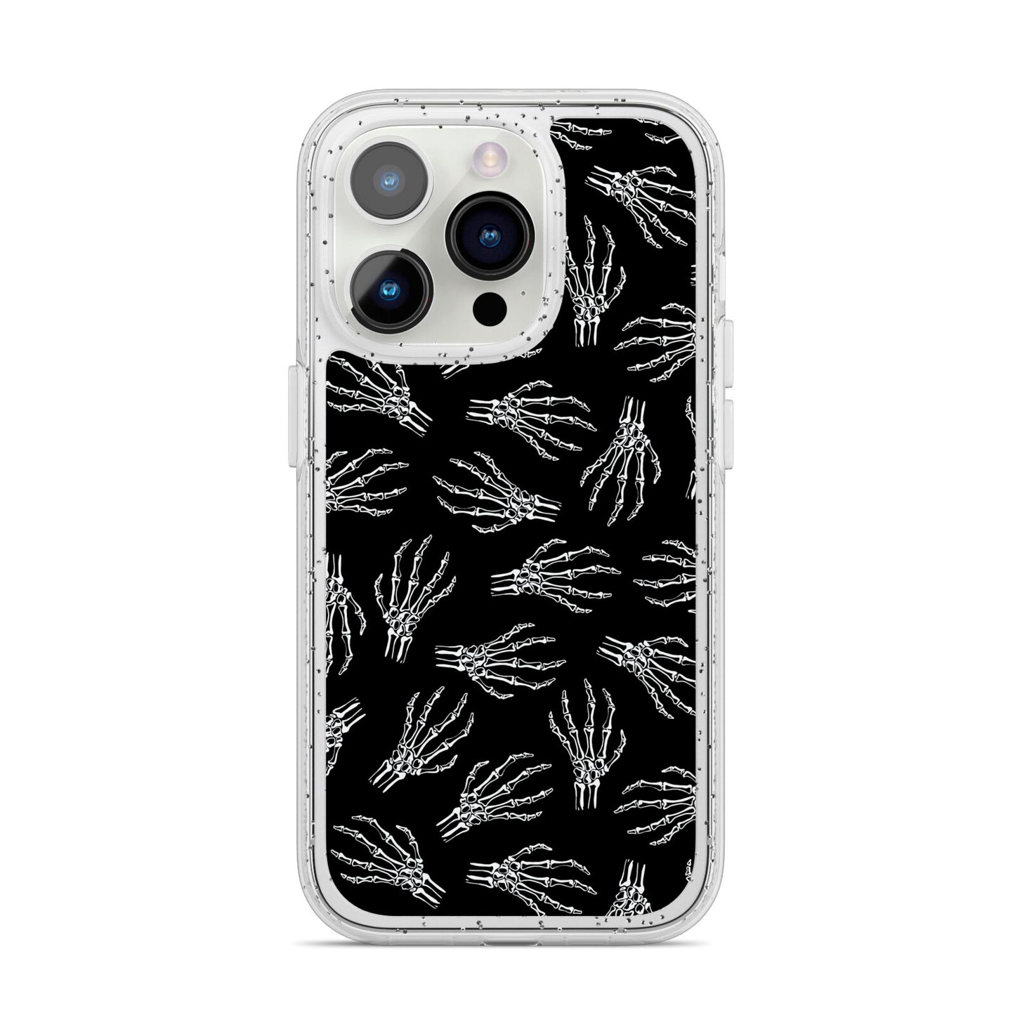 Skeleton Hands iPhone 14 Pro Glitter Tough Case Silver