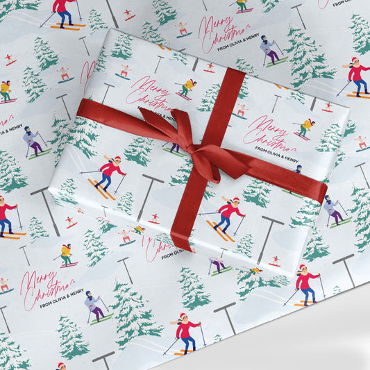 Ski Scene with Name Custom Wrapping Paper