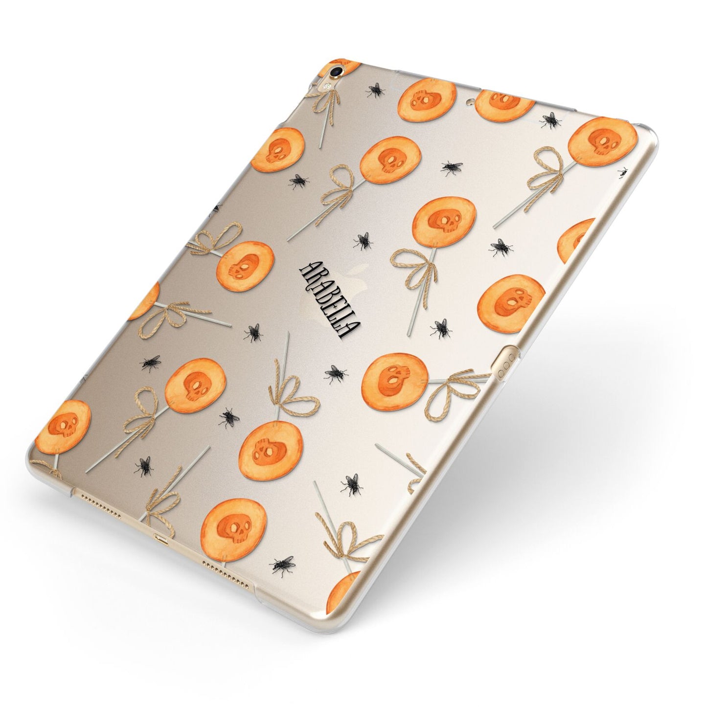 Skull Lollipops Custom Halloween Apple iPad Case on Gold iPad Side View