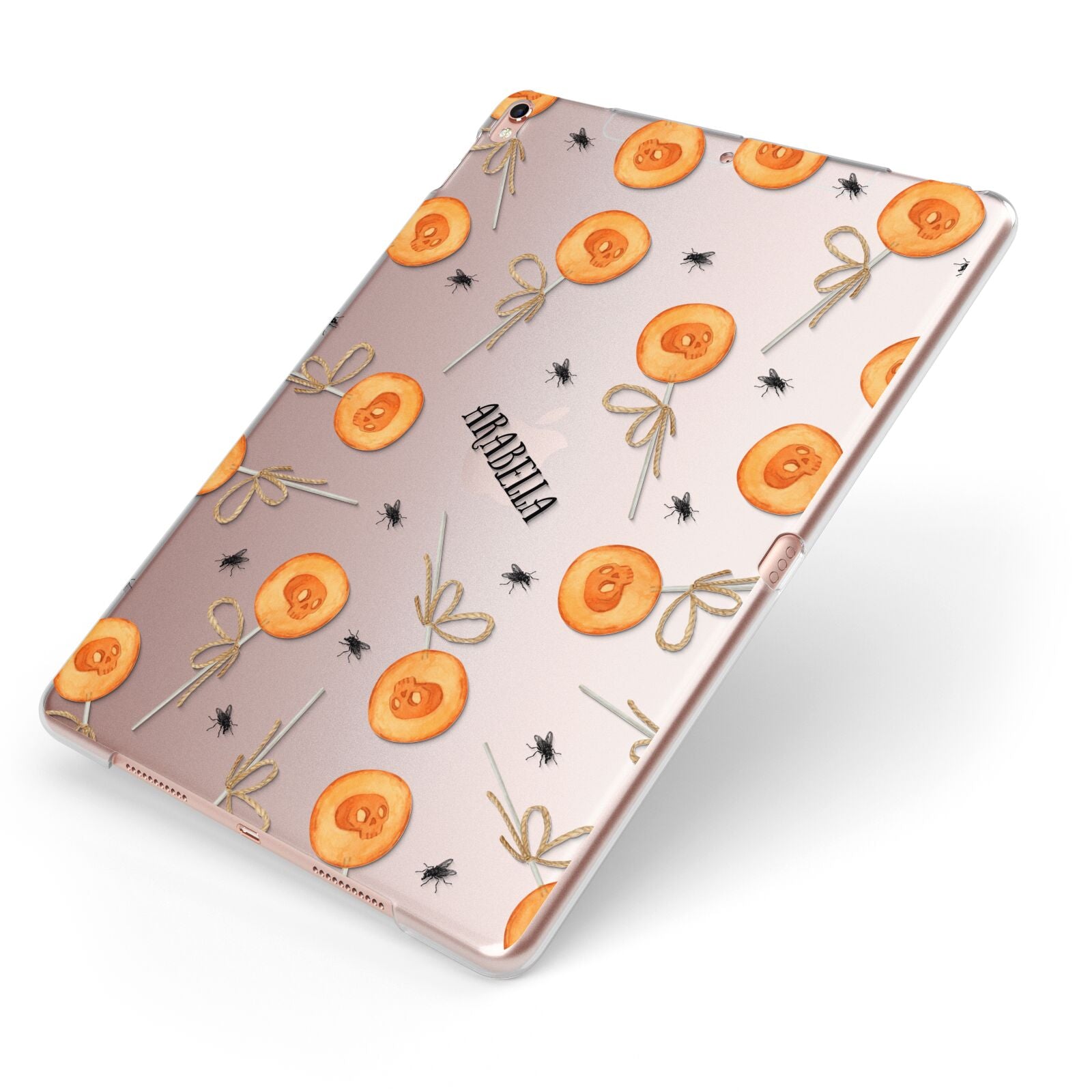 Skull Lollipops Custom Halloween Apple iPad Case on Rose Gold iPad Side View