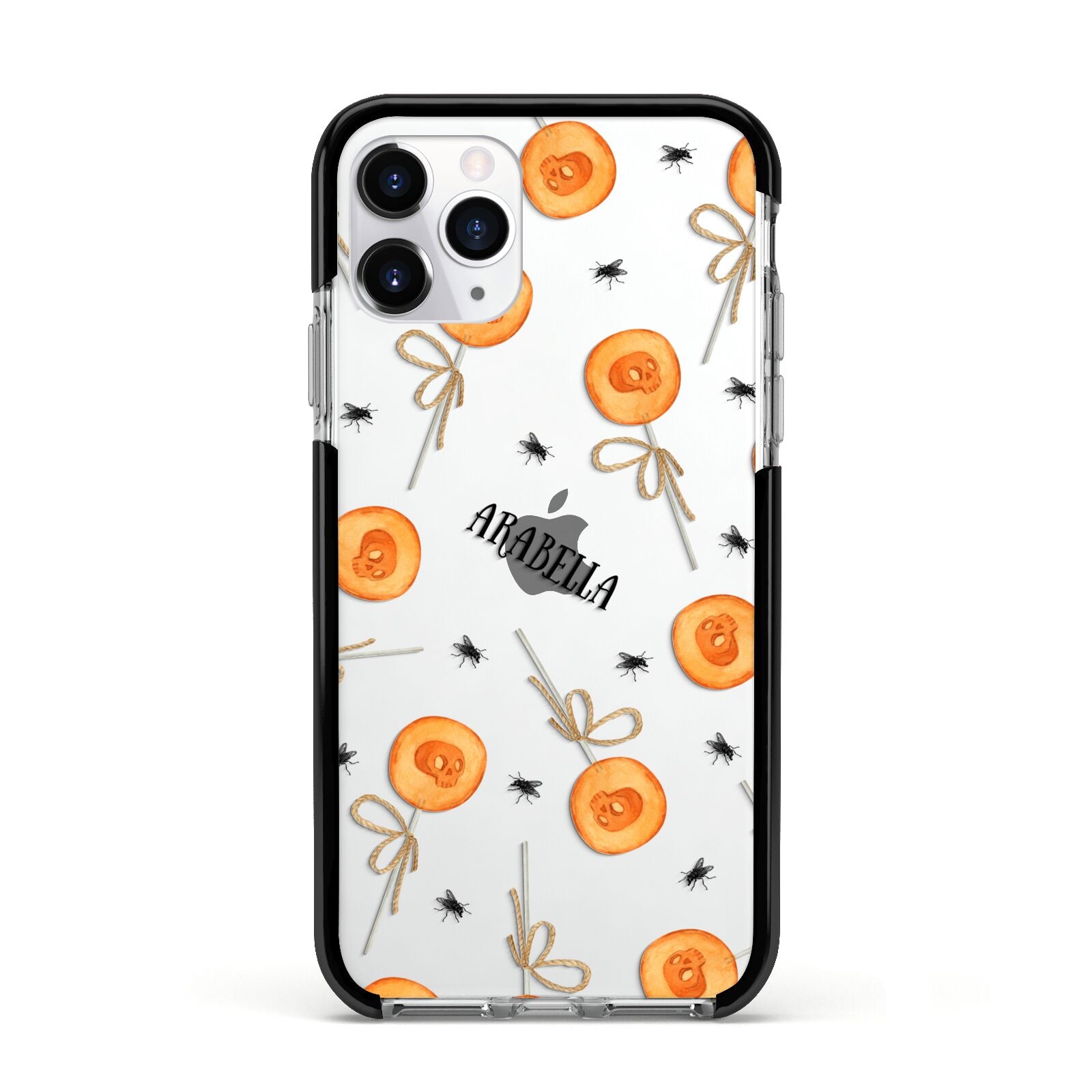 Skull Lollipops Custom Halloween Apple iPhone 11 Pro in Silver with Black Impact Case