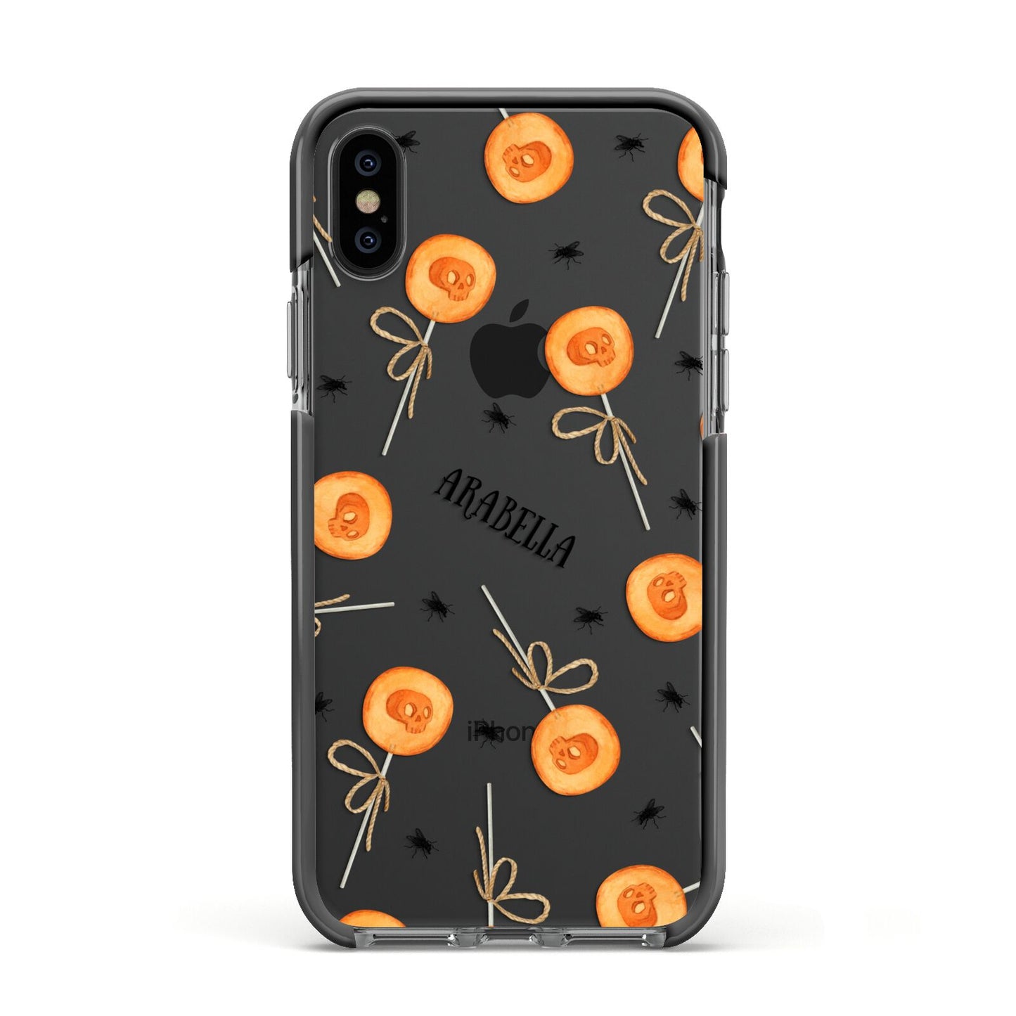 Skull Lollipops Custom Halloween Apple iPhone Xs Impact Case Black Edge on Black Phone