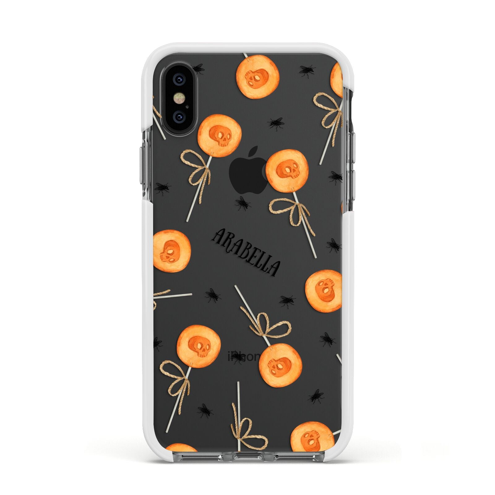 Skull Lollipops Custom Halloween Apple iPhone Xs Impact Case White Edge on Black Phone