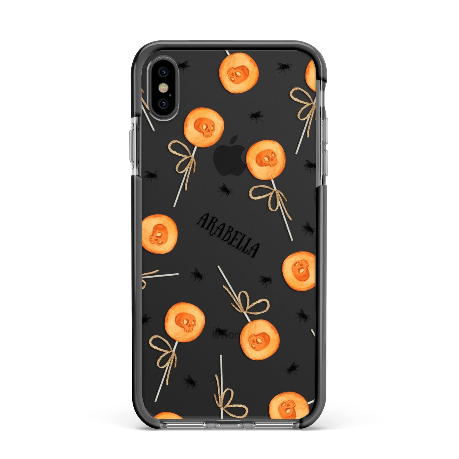 Skull Lollipops Custom Halloween Apple iPhone Xs Max Impact Case Black Edge on Black Phone