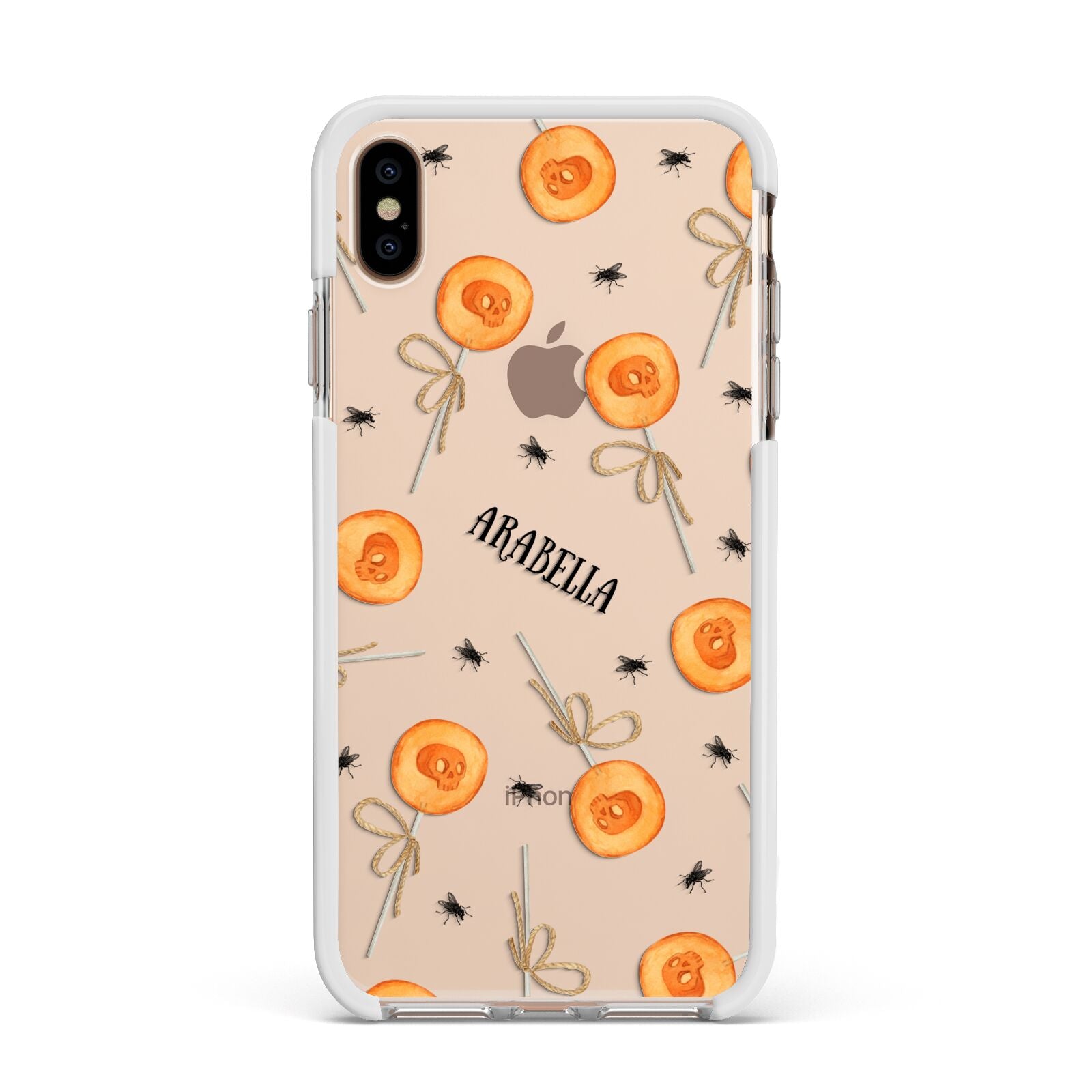 Skull Lollipops Custom Halloween Apple iPhone Xs Max Impact Case White Edge on Gold Phone