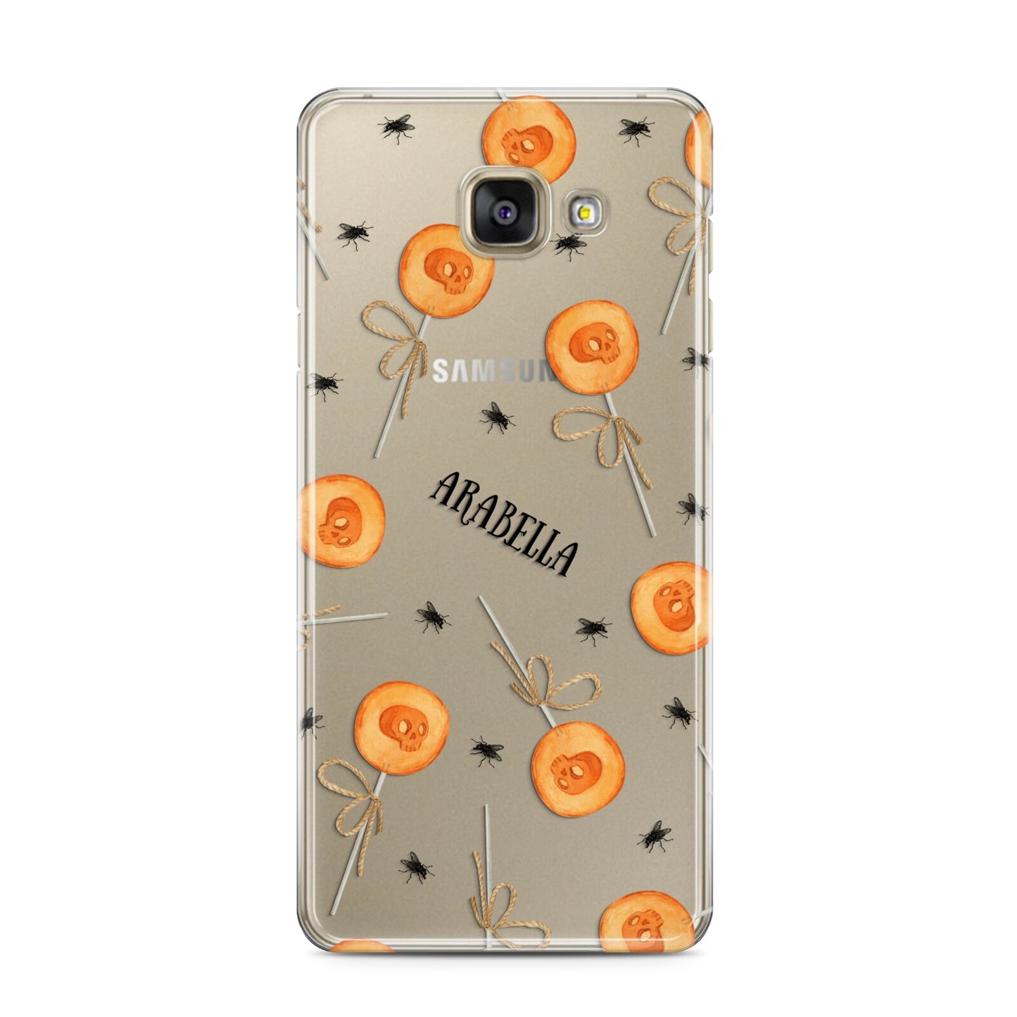 Skull Lollipops Custom Halloween Samsung Galaxy A3 2016 Case on gold phone