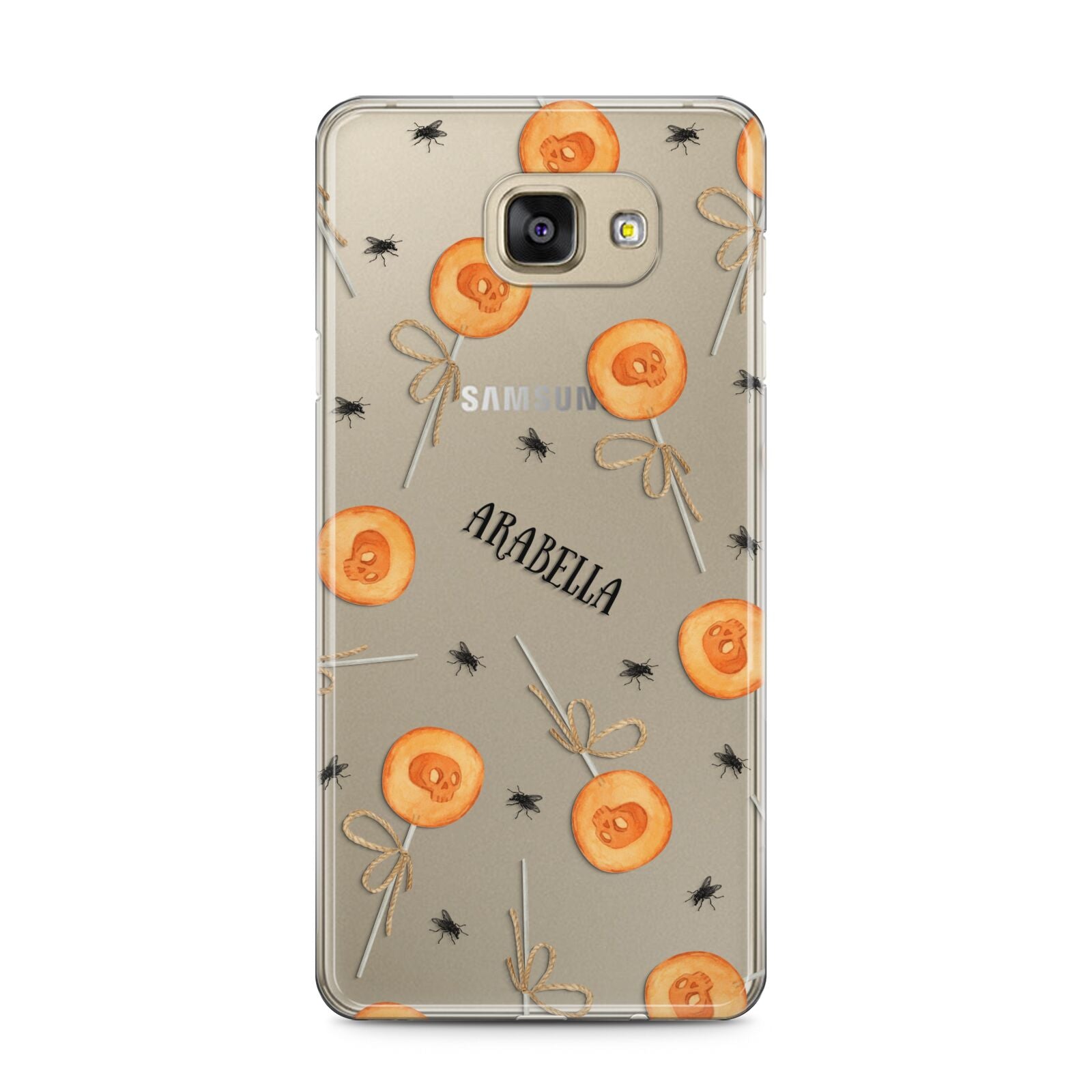 Skull Lollipops Custom Halloween Samsung Galaxy A5 2016 Case on gold phone