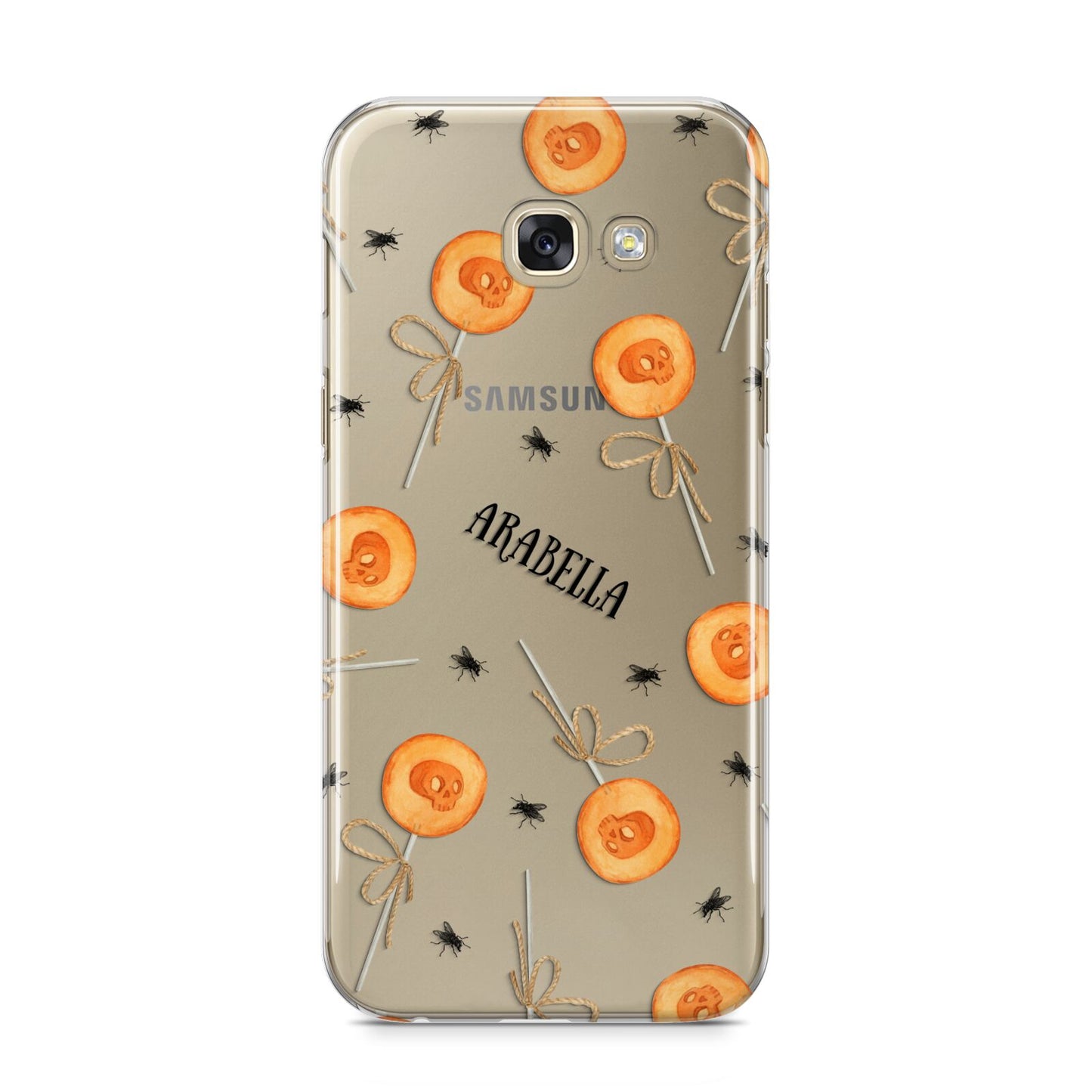 Skull Lollipops Custom Halloween Samsung Galaxy A5 2017 Case on gold phone