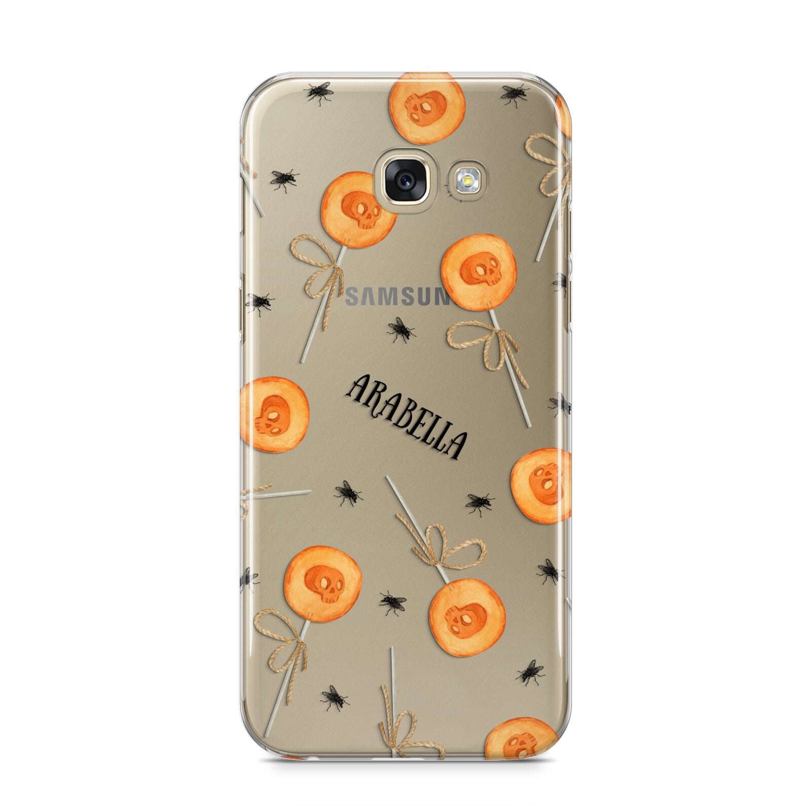 Skull Lollipops Custom Halloween Samsung Galaxy A5 2017 Case on gold phone