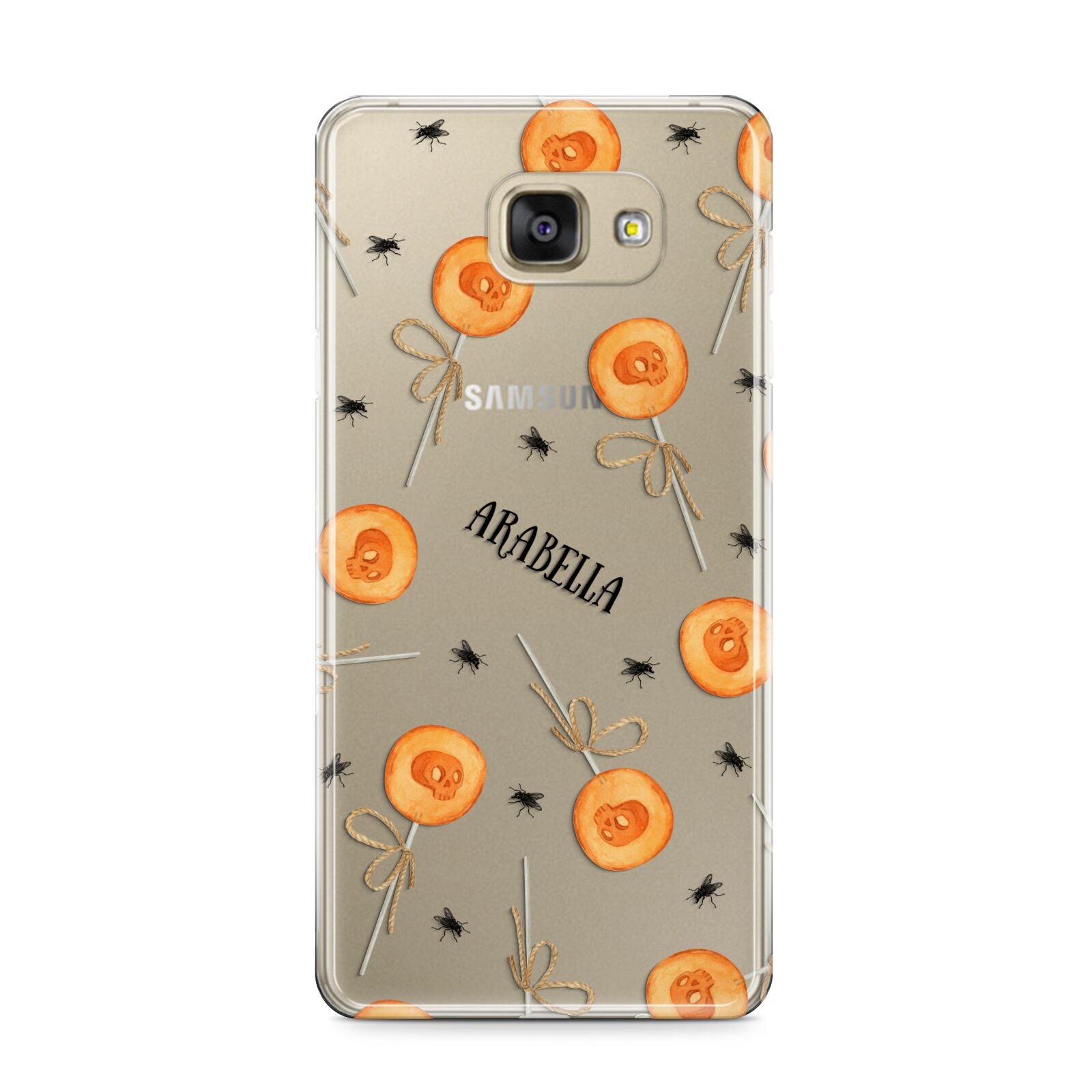 Skull Lollipops Custom Halloween Samsung Galaxy A9 2016 Case on gold phone