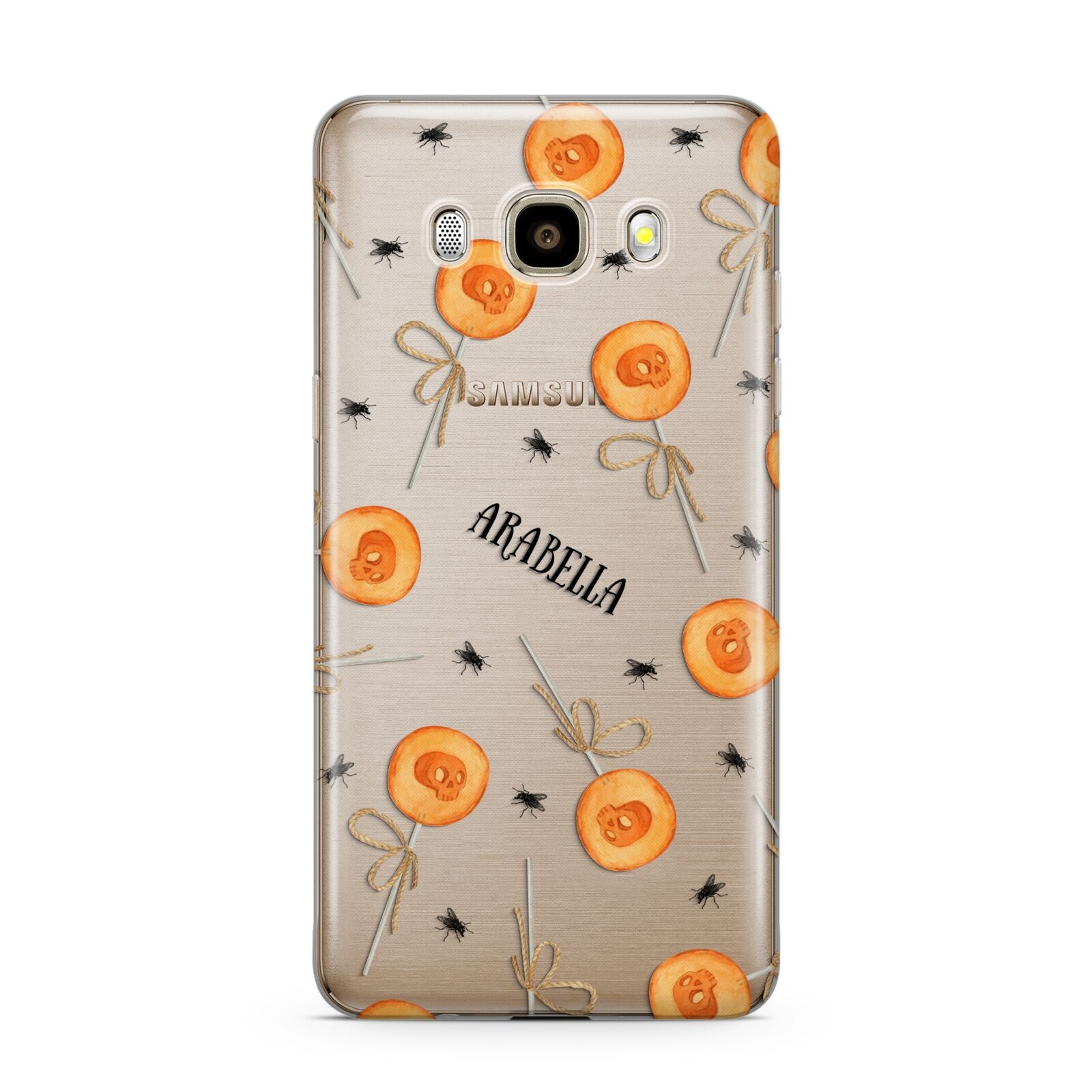 Skull Lollipops Custom Halloween Samsung Galaxy J7 2016 Case on gold phone