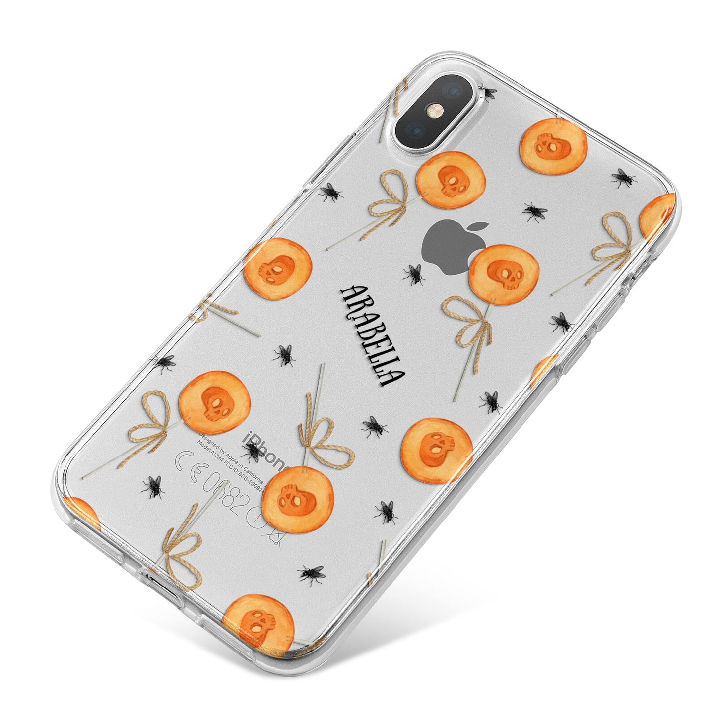 Skull Lollipops Custom Halloween iPhone X Bumper Case on Silver iPhone