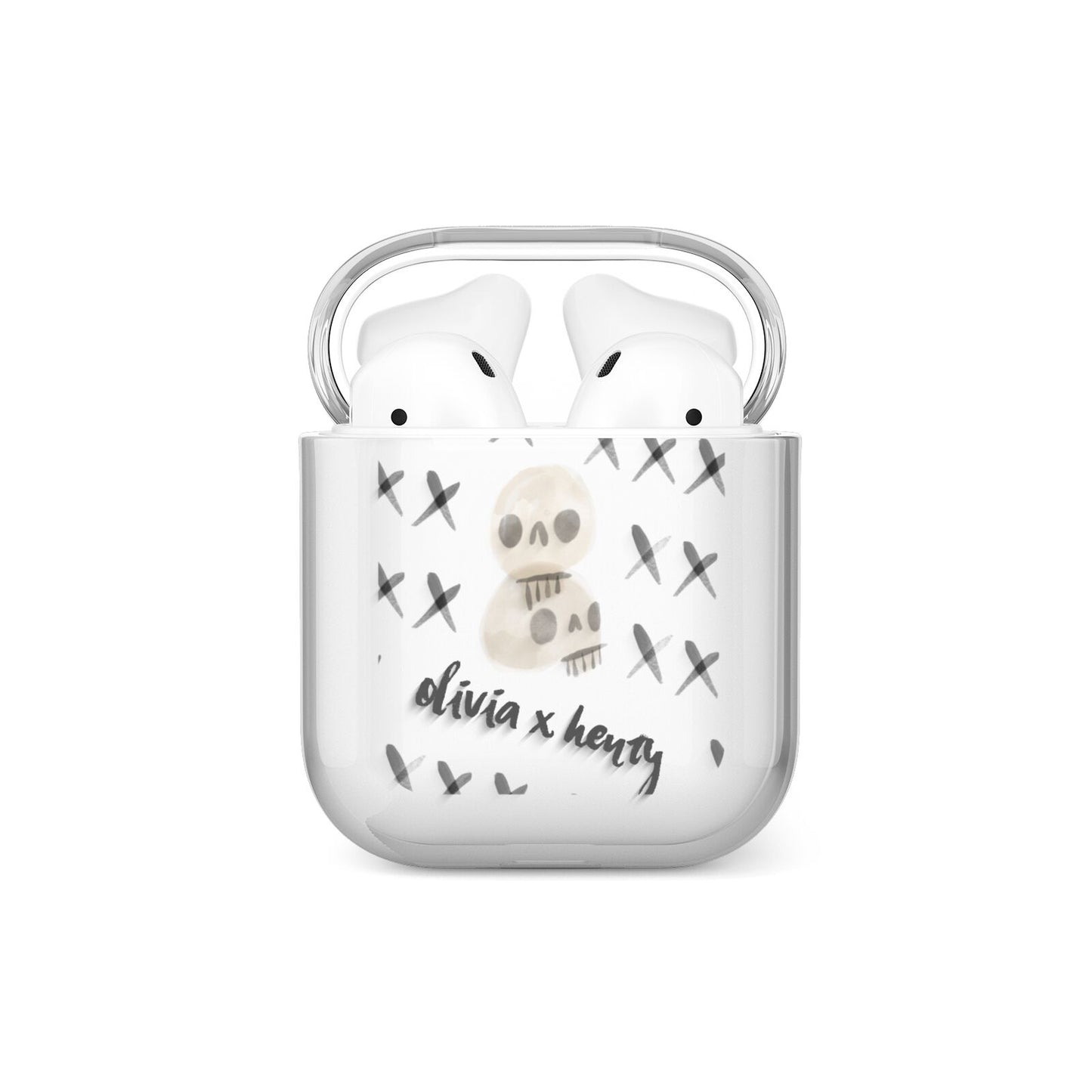 Skulls and Kisses Personalised AirPods Case