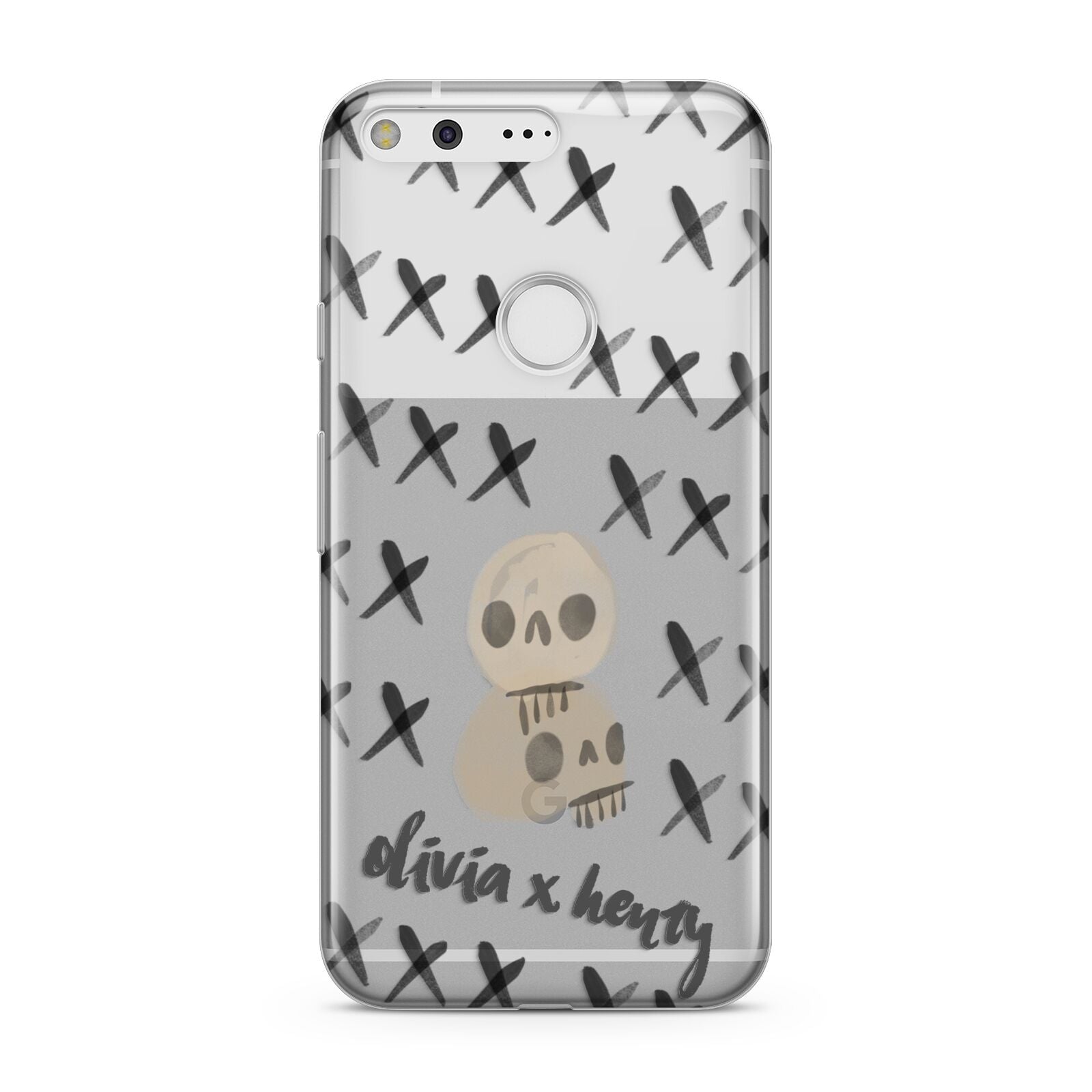 Skulls and Kisses Personalised Google Pixel Case