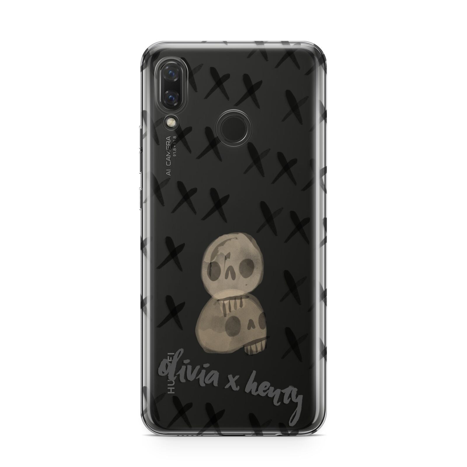 Skulls and Kisses Personalised Huawei Nova 3 Phone Case