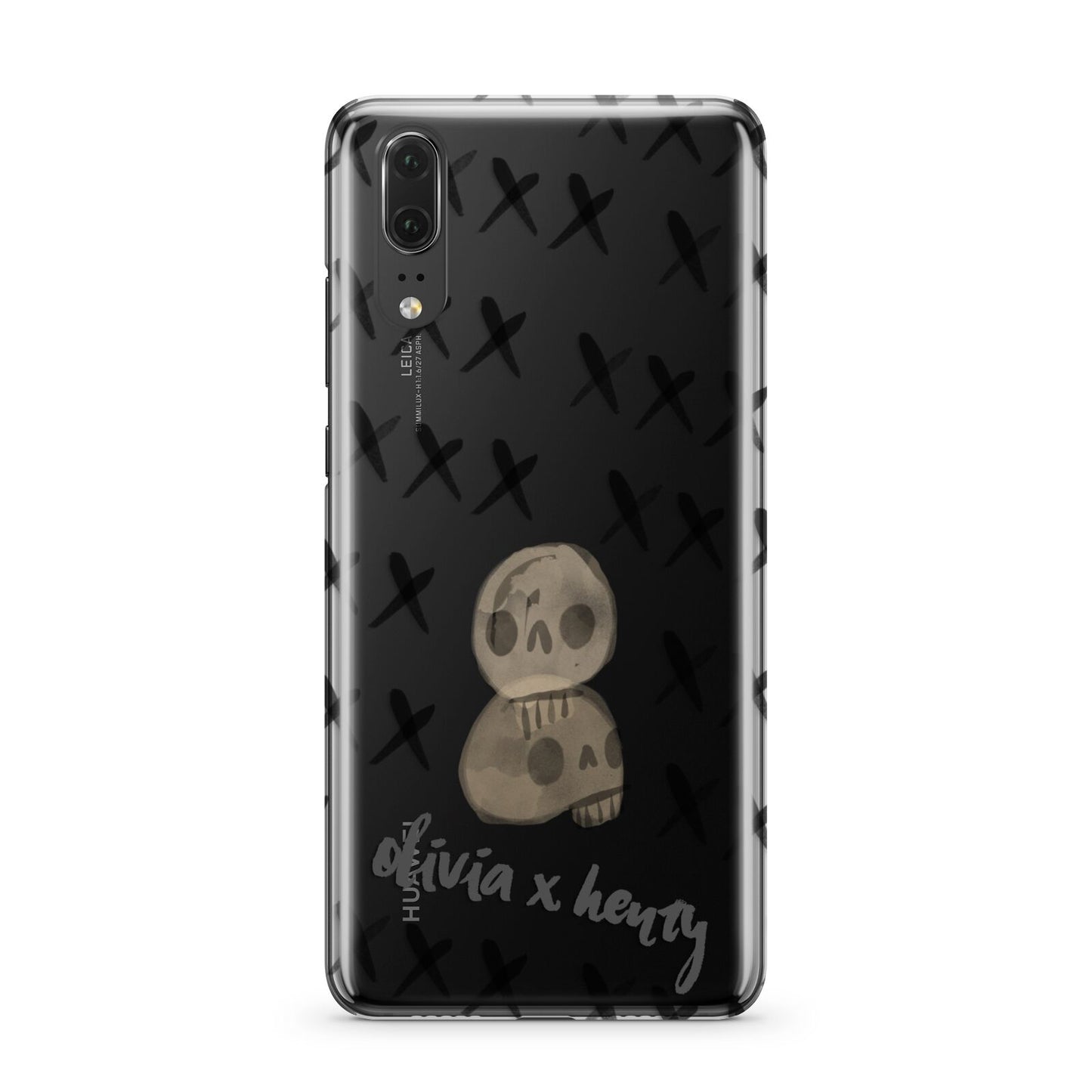 Skulls and Kisses Personalised Huawei P20 Phone Case