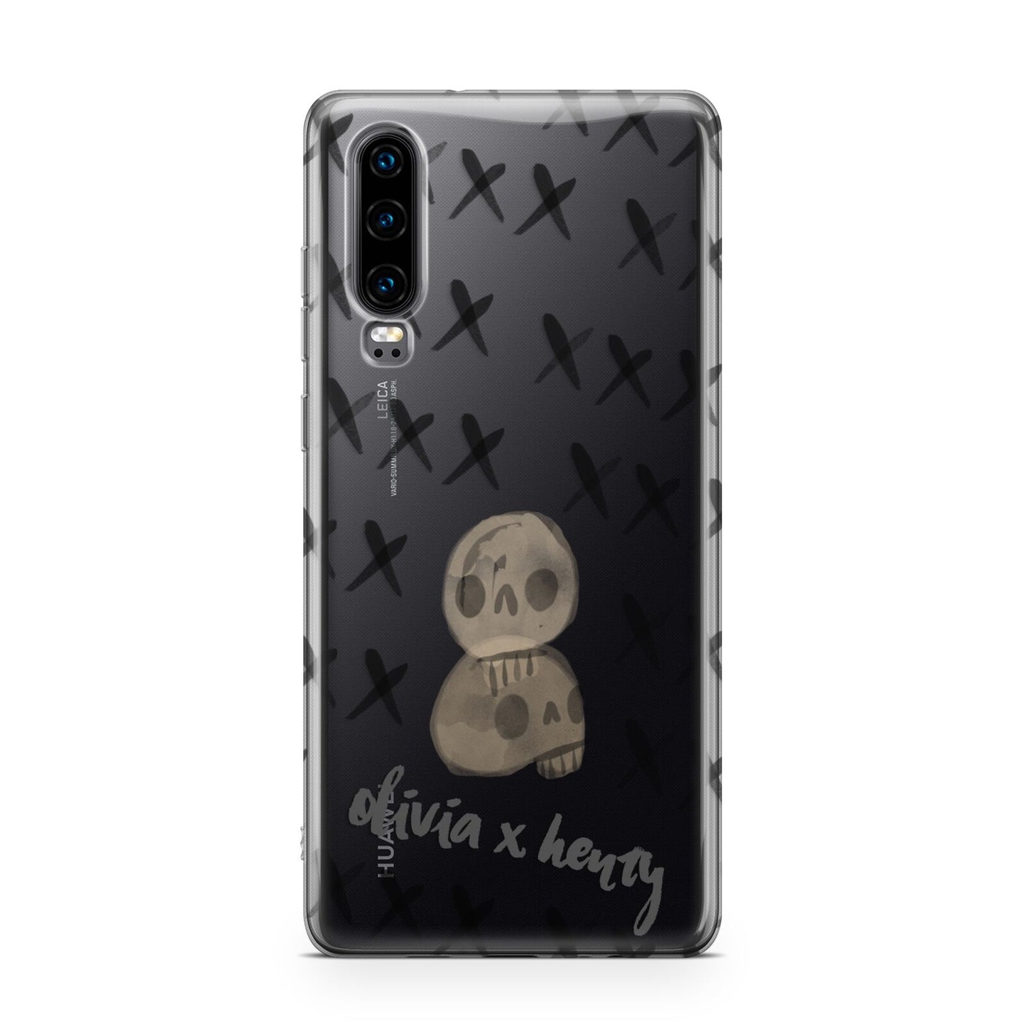 Skulls and Kisses Personalised Huawei P30 Phone Case