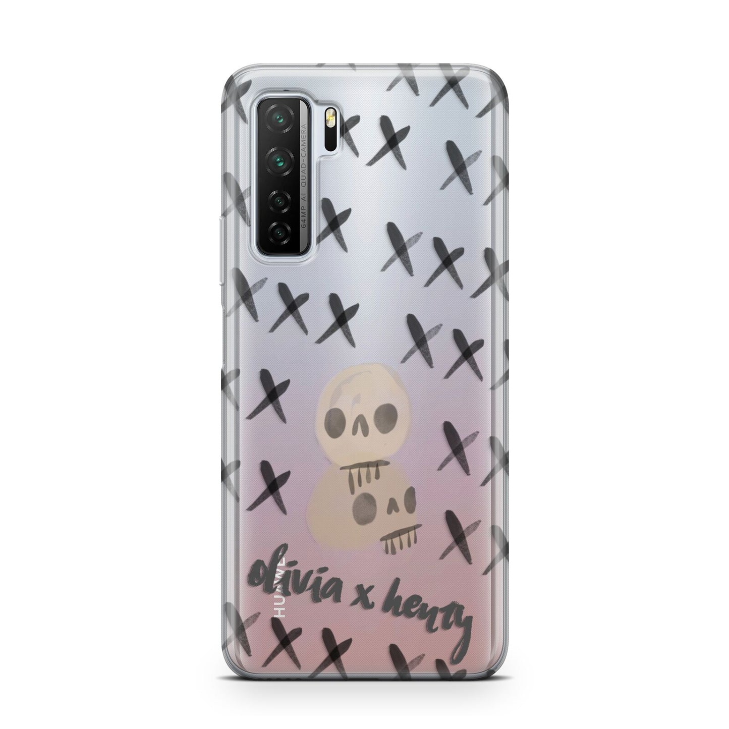 Skulls and Kisses Personalised Huawei P40 Lite 5G Phone Case