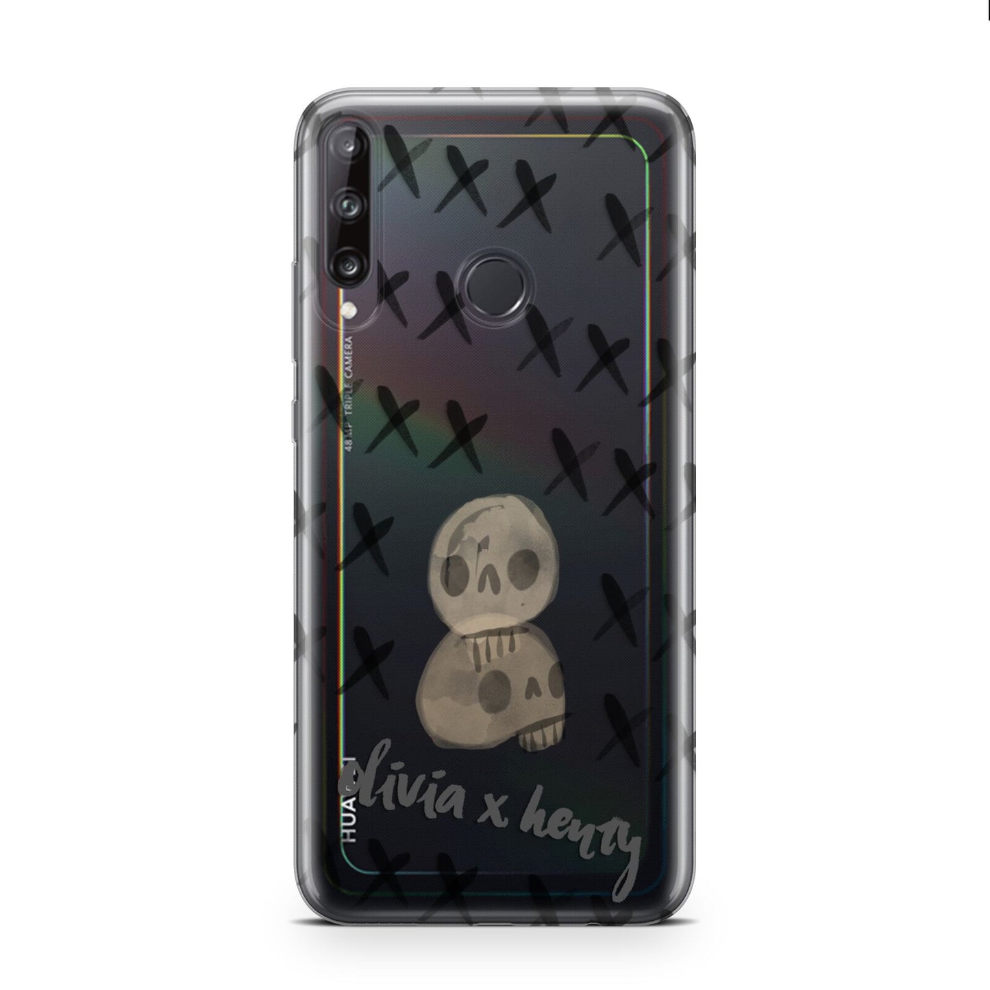 Skulls and Kisses Personalised Huawei P40 Lite E Phone Case