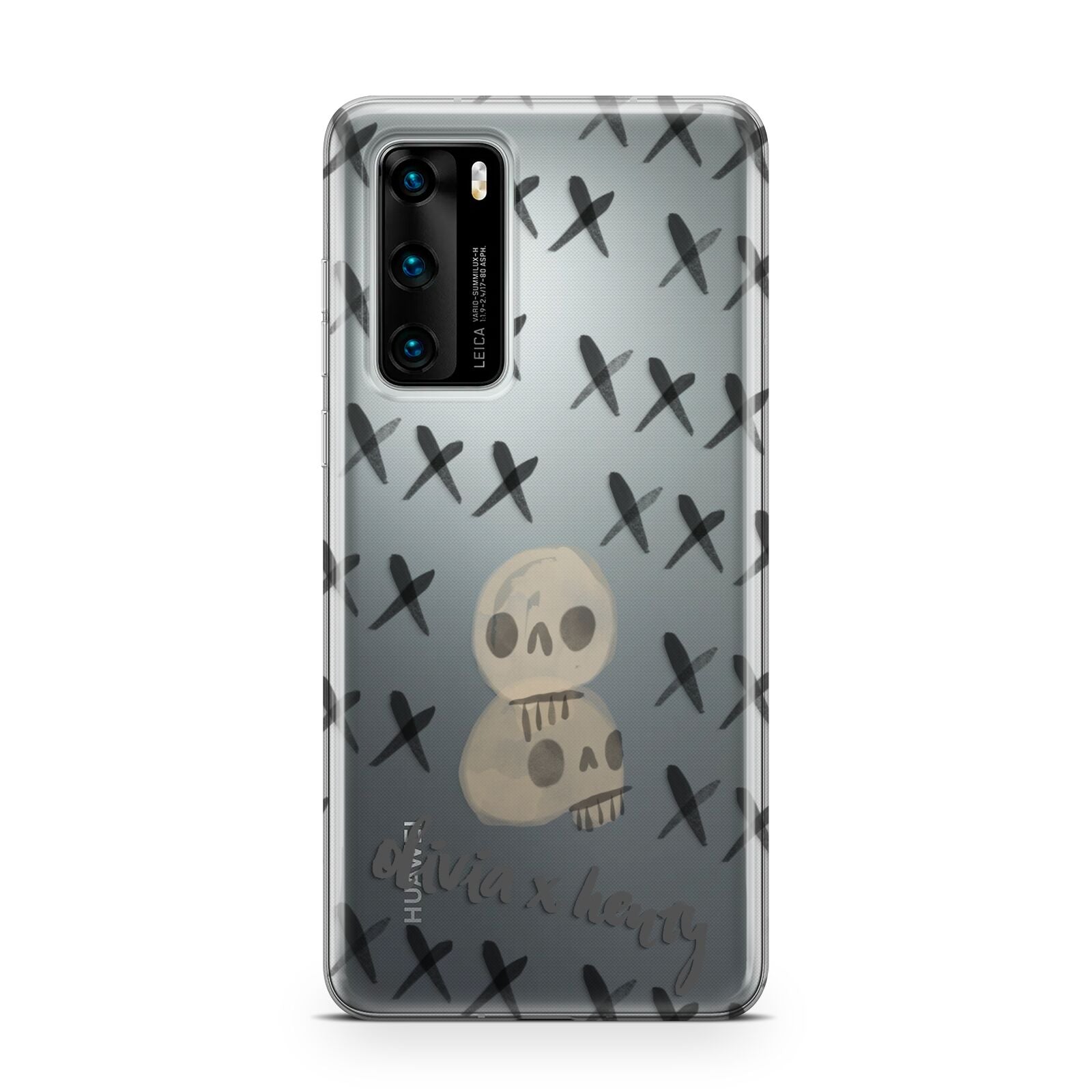 Skulls and Kisses Personalised Huawei P40 Phone Case