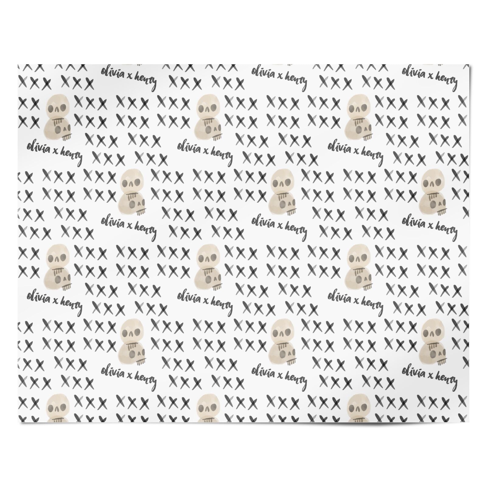 Skulls and Kisses Personalised Personalised Wrapping Paper Alternative