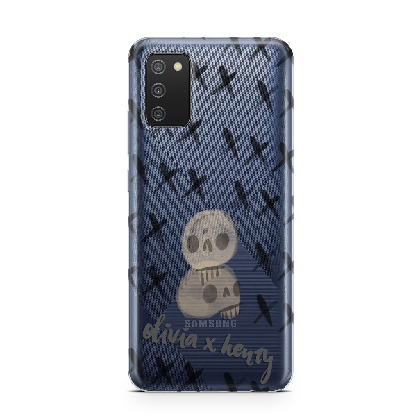 Skulls and Kisses Personalised Samsung A02s Case