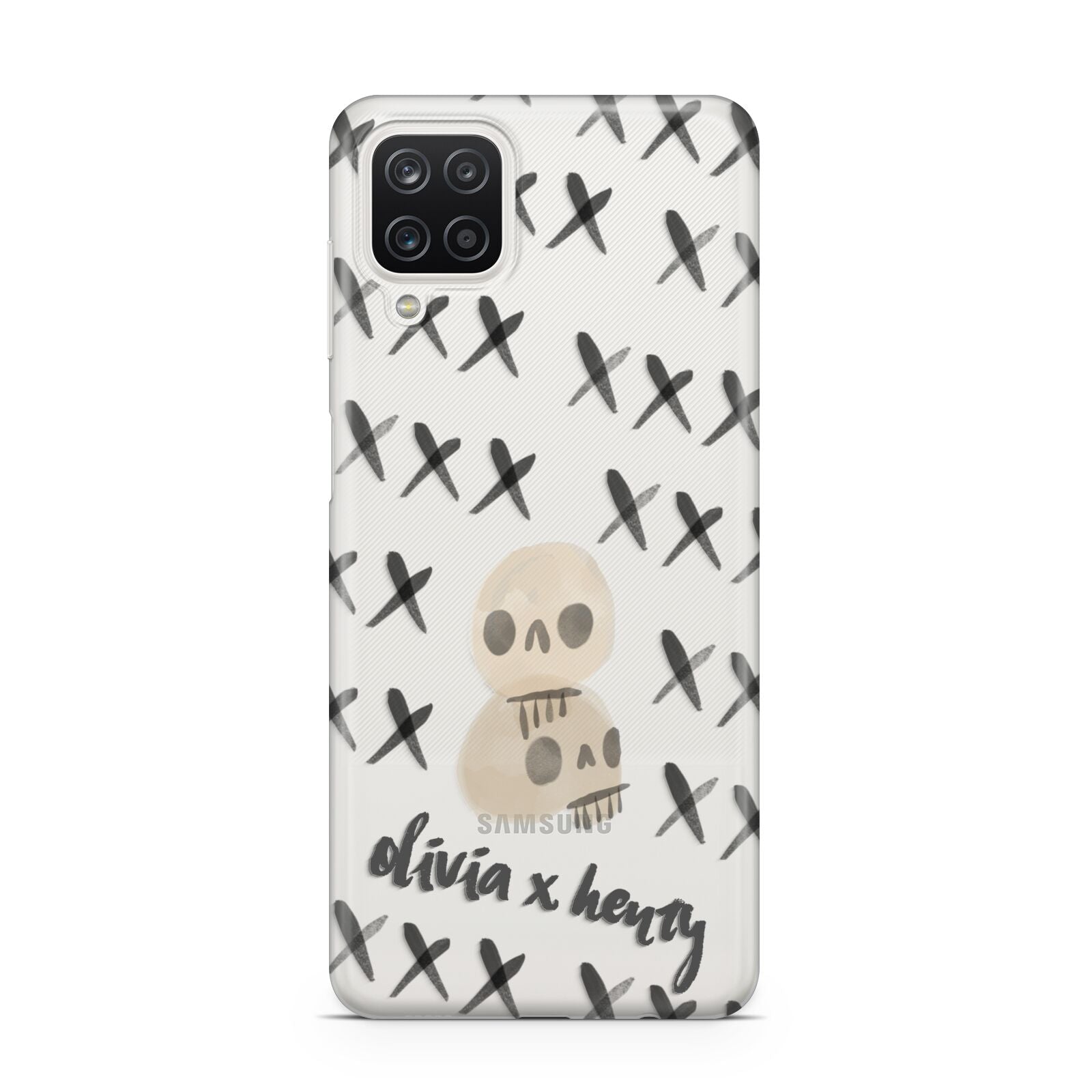 Skulls and Kisses Personalised Samsung A12 Case