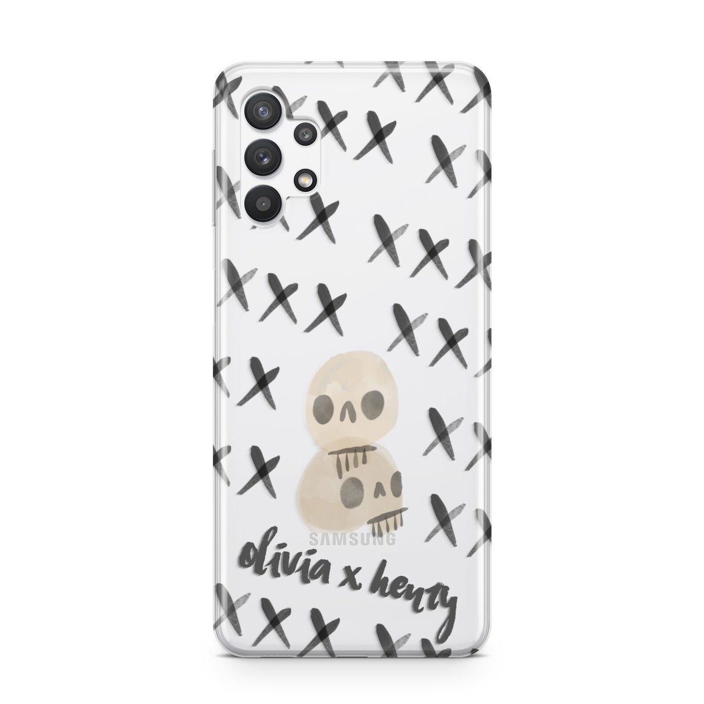 Skulls and Kisses Personalised Samsung A32 5G Case