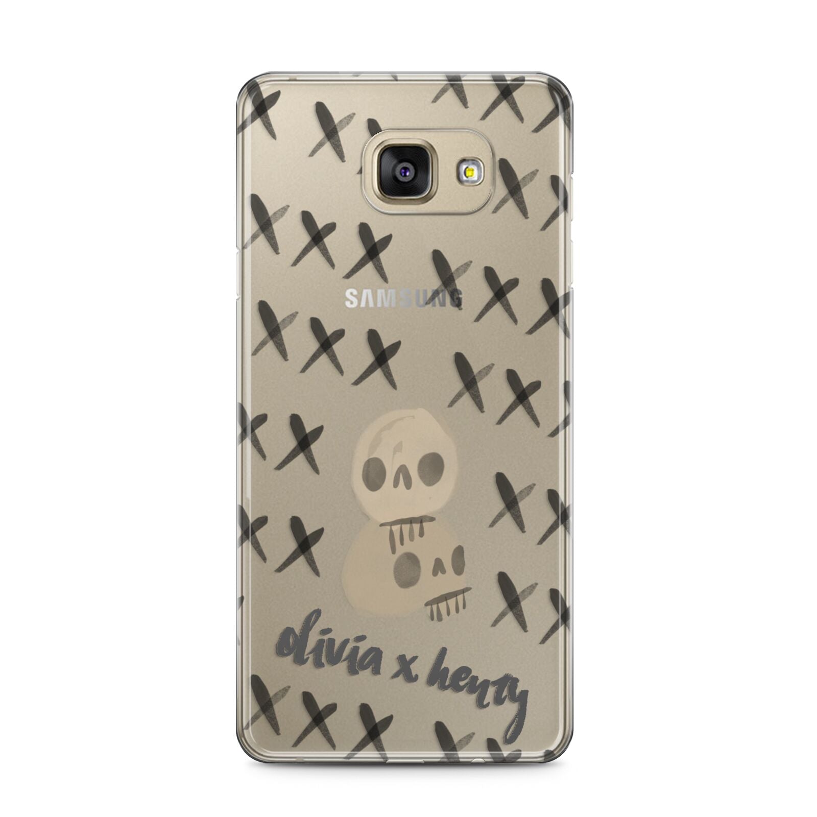 Skulls and Kisses Personalised Samsung Galaxy A5 2016 Case on gold phone