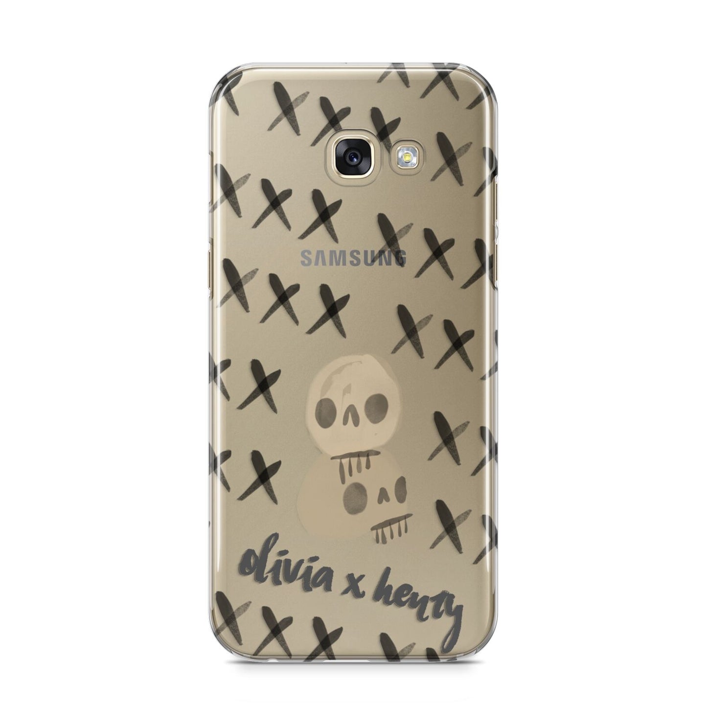 Skulls and Kisses Personalised Samsung Galaxy A5 2017 Case on gold phone