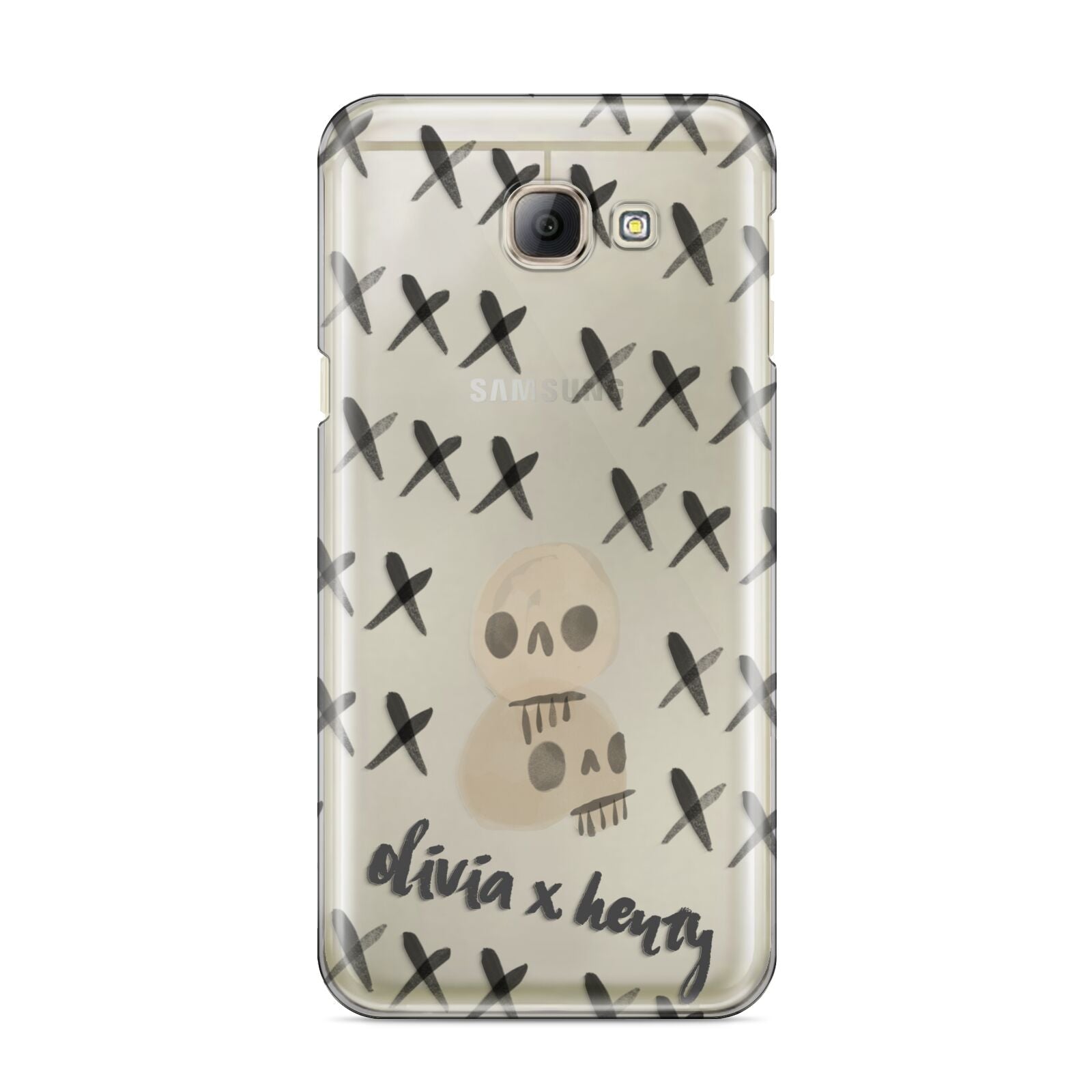 Skulls and Kisses Personalised Samsung Galaxy A8 2016 Case