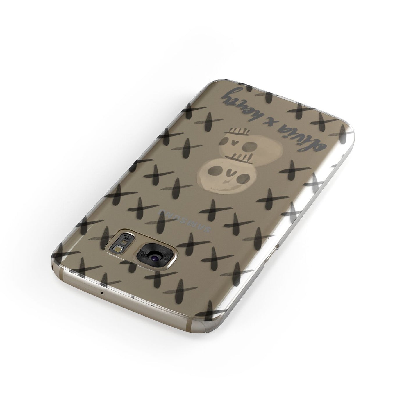 Skulls and Kisses Personalised Samsung Galaxy Case Front Close Up