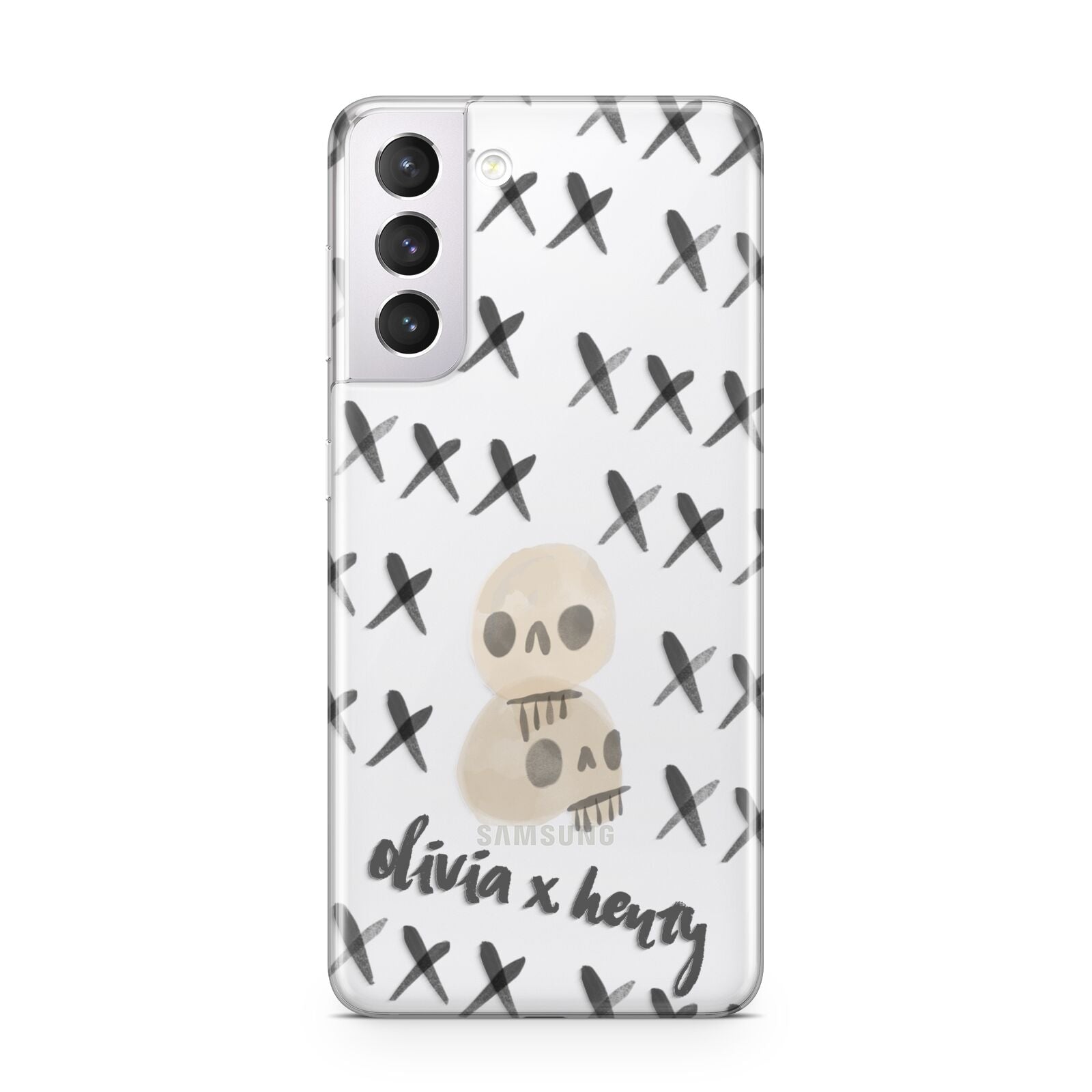 Skulls and Kisses Personalised Samsung S21 Case