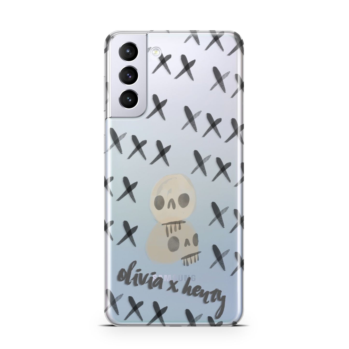 Skulls and Kisses Personalised Samsung S21 Plus Case