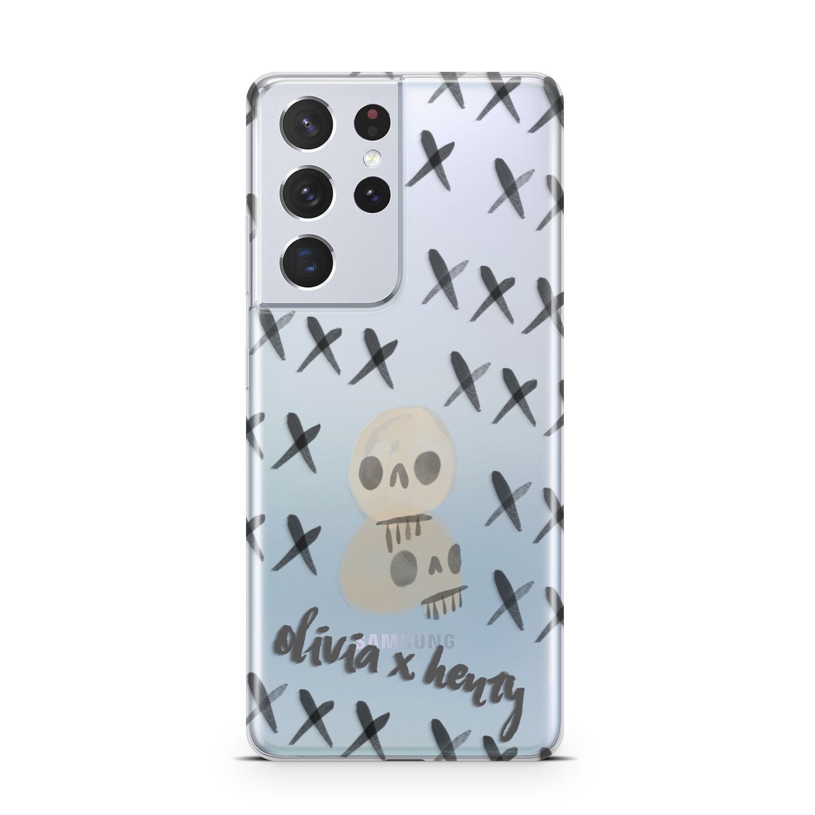 Skulls and Kisses Personalised Samsung S21 Ultra Case