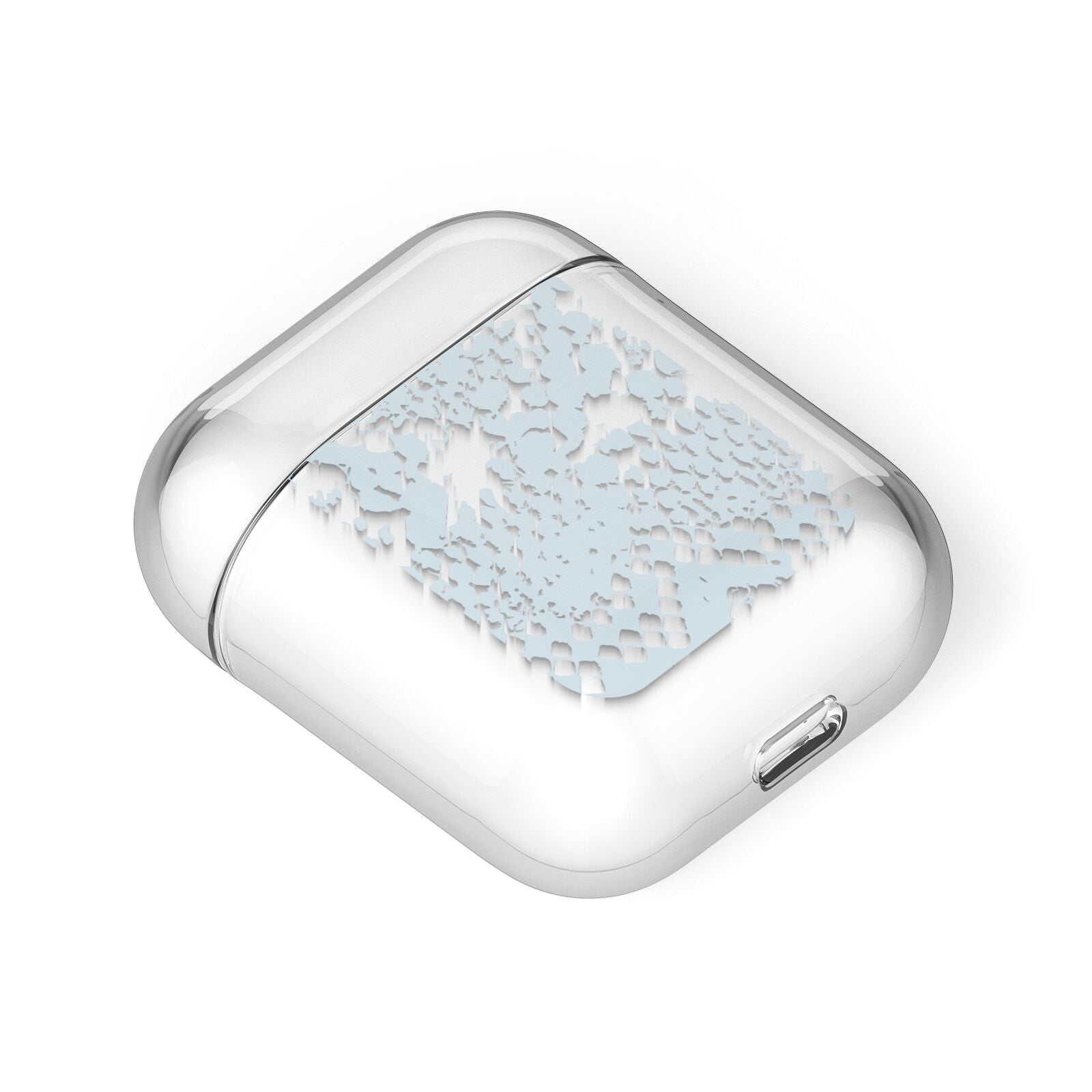 Sky Blue Snakeskin AirPods Case Laid Flat