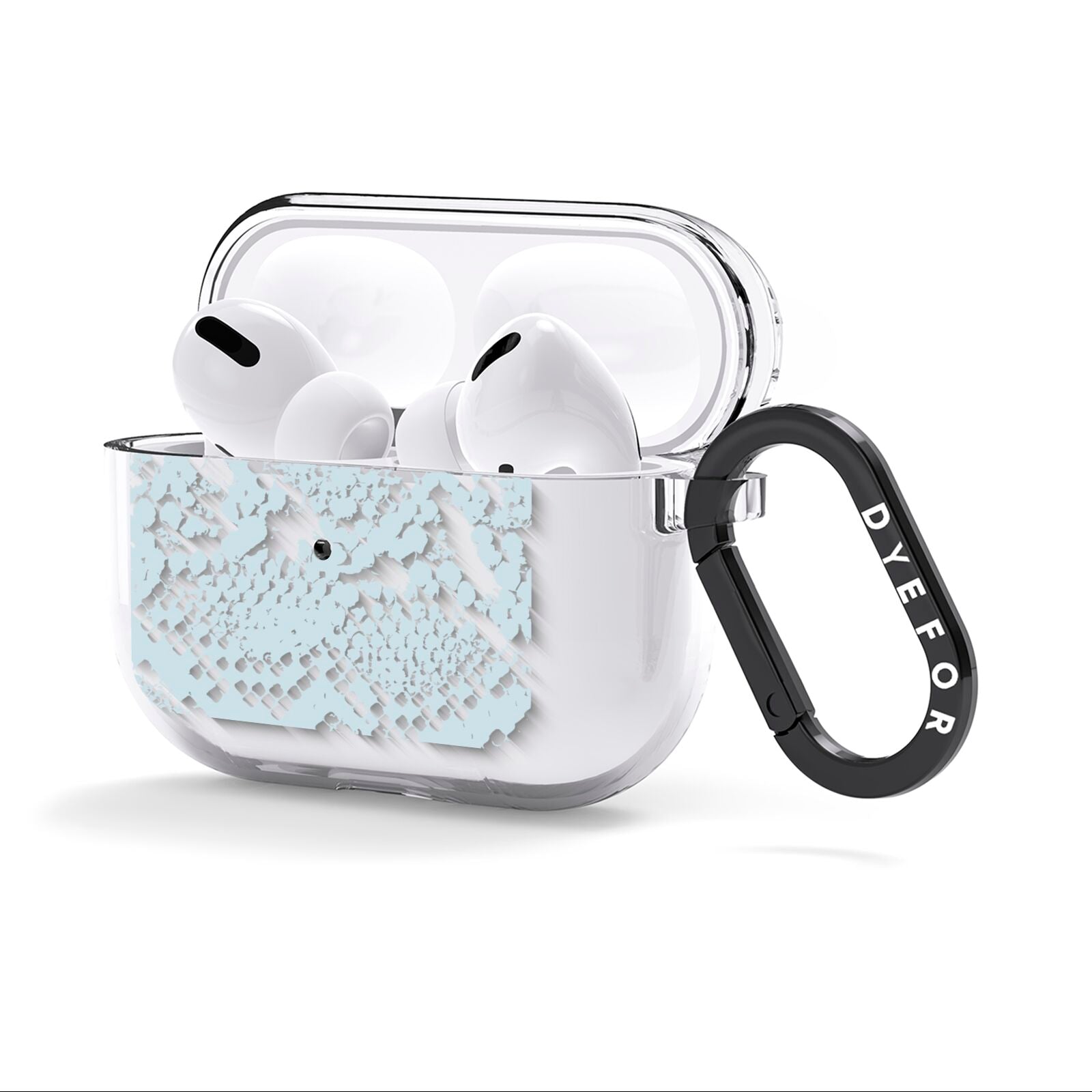 Sky Blue Snakeskin AirPods Clear Case 3rd Gen Side Image