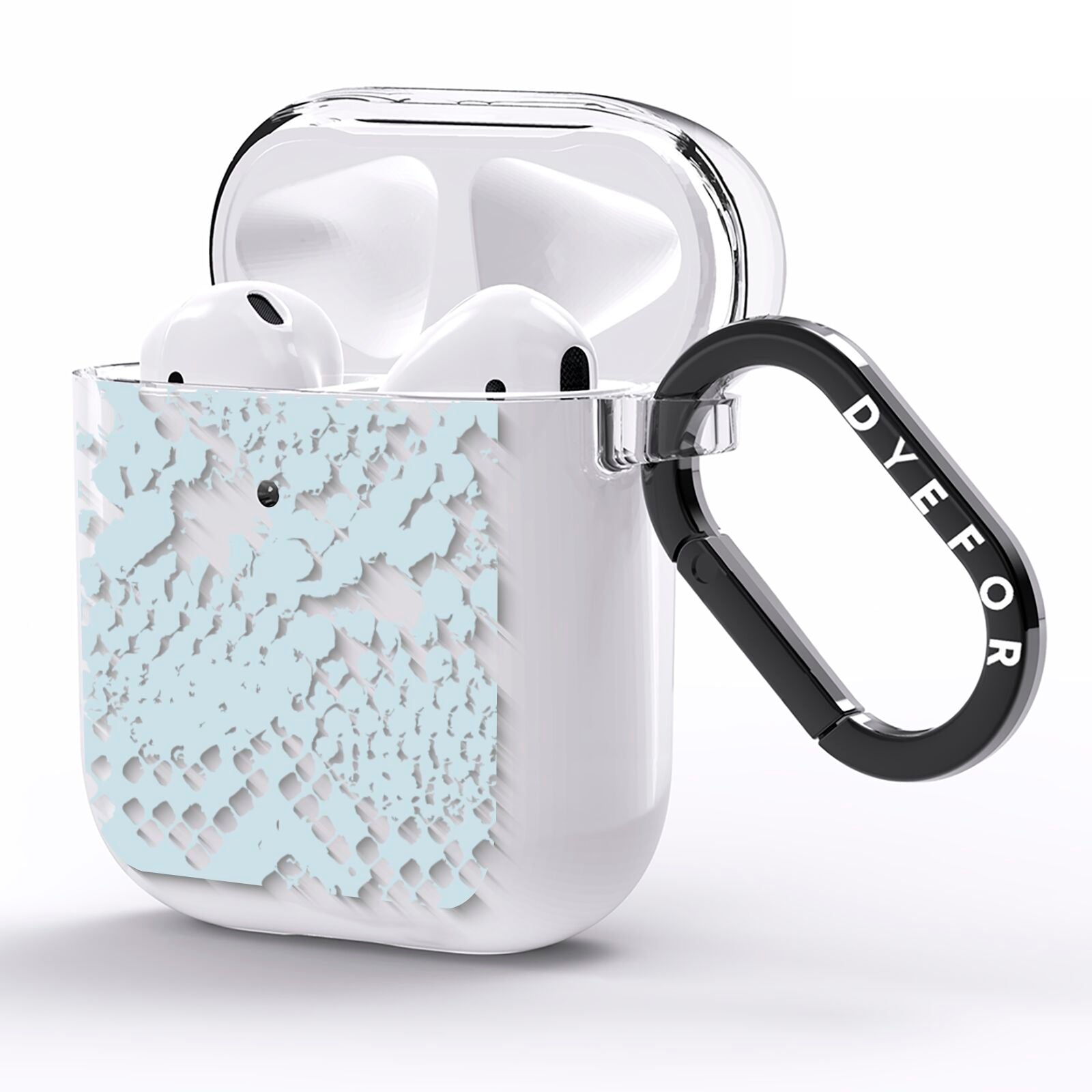 Sky Blue Snakeskin AirPods Clear Case Side Image