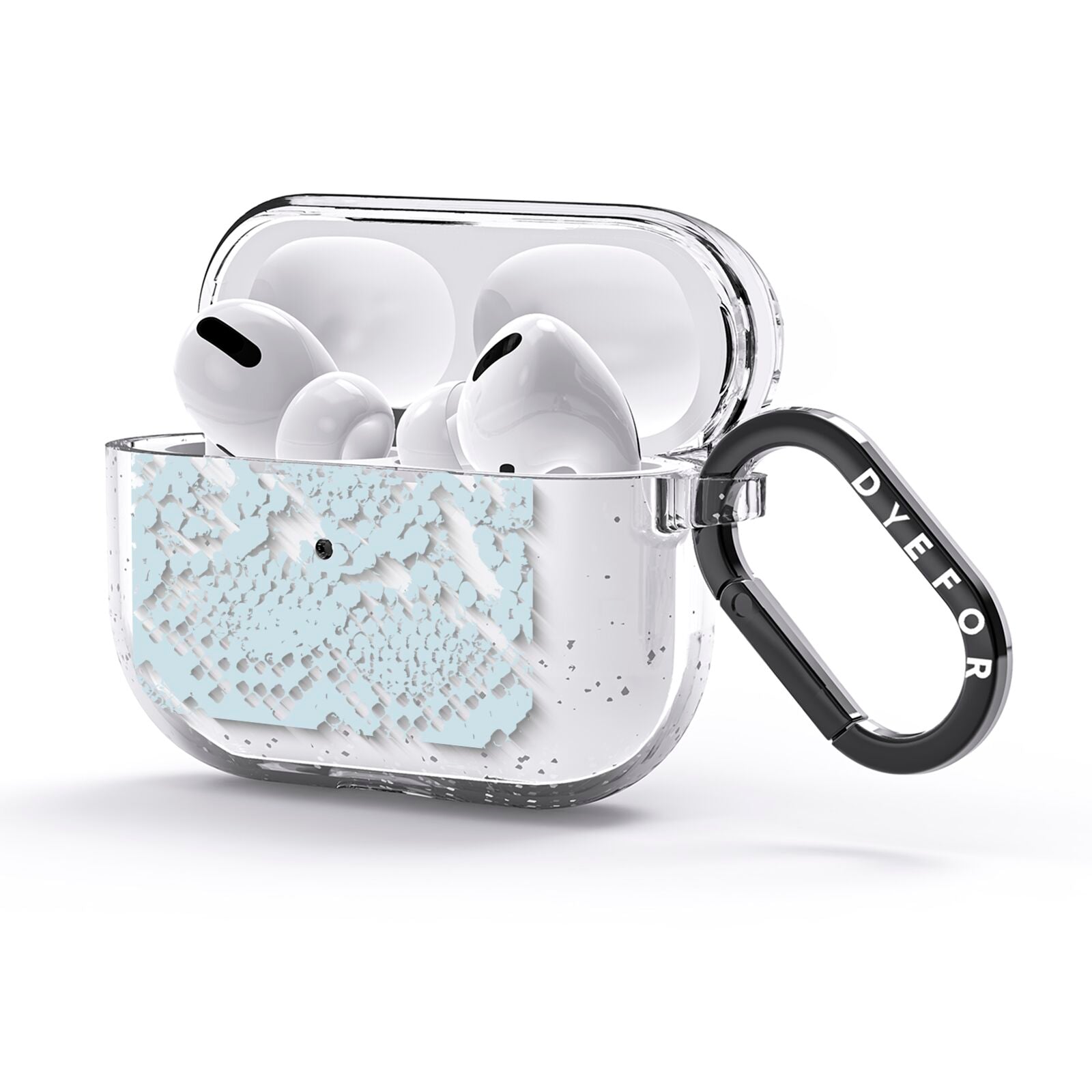 Sky Blue Snakeskin AirPods Glitter Case 3rd Gen Side Image