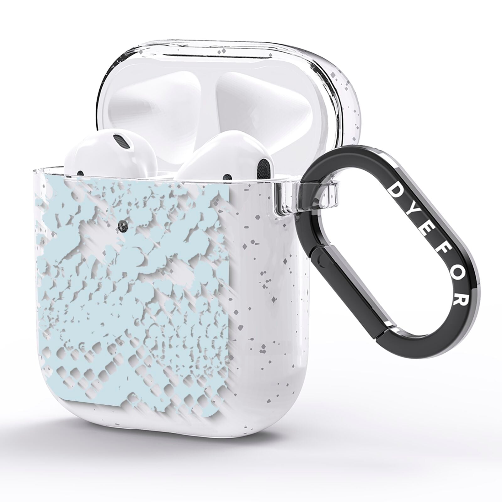 Sky Blue Snakeskin AirPods Glitter Case Side Image