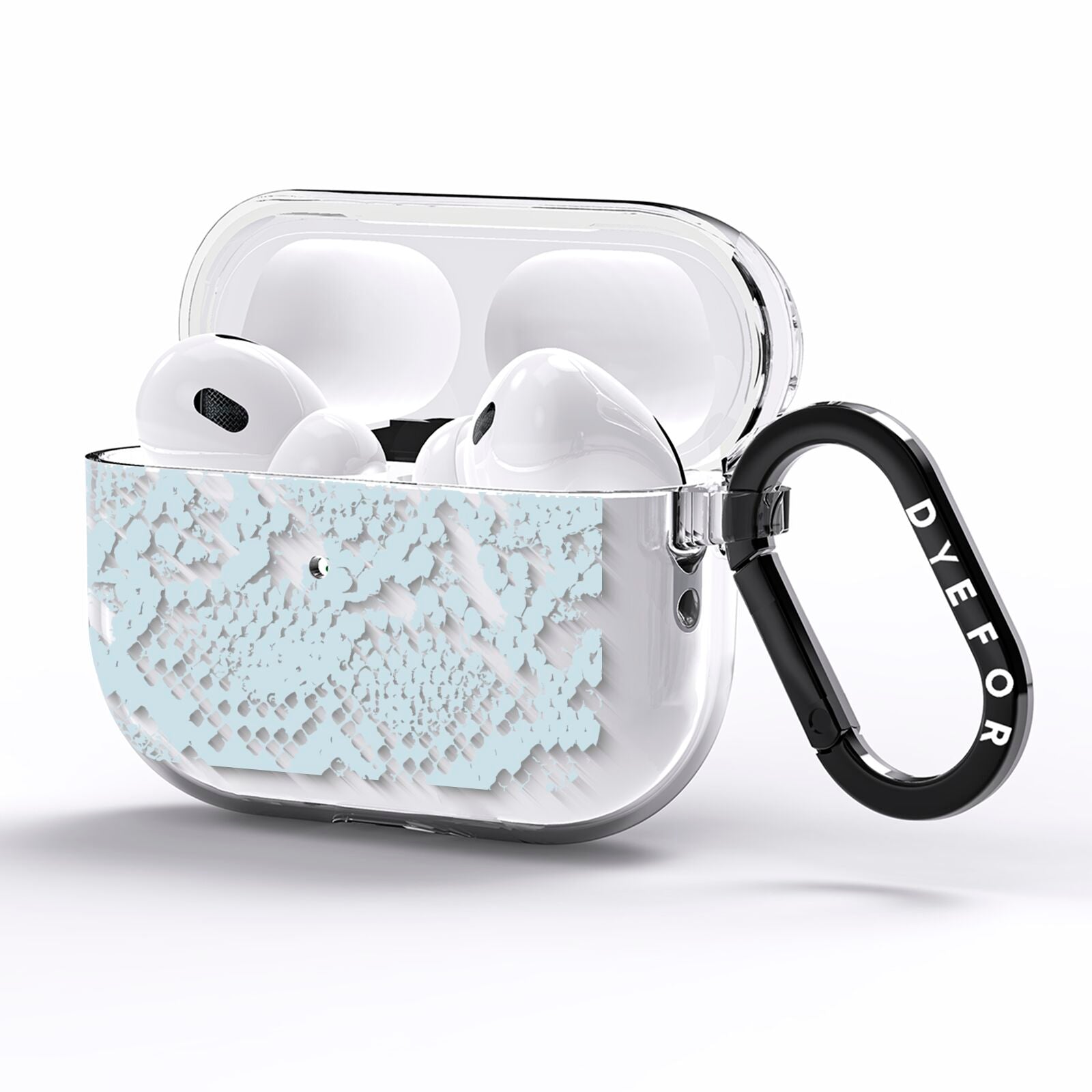 Sky Blue Snakeskin AirPods Pro Clear Case Side Image